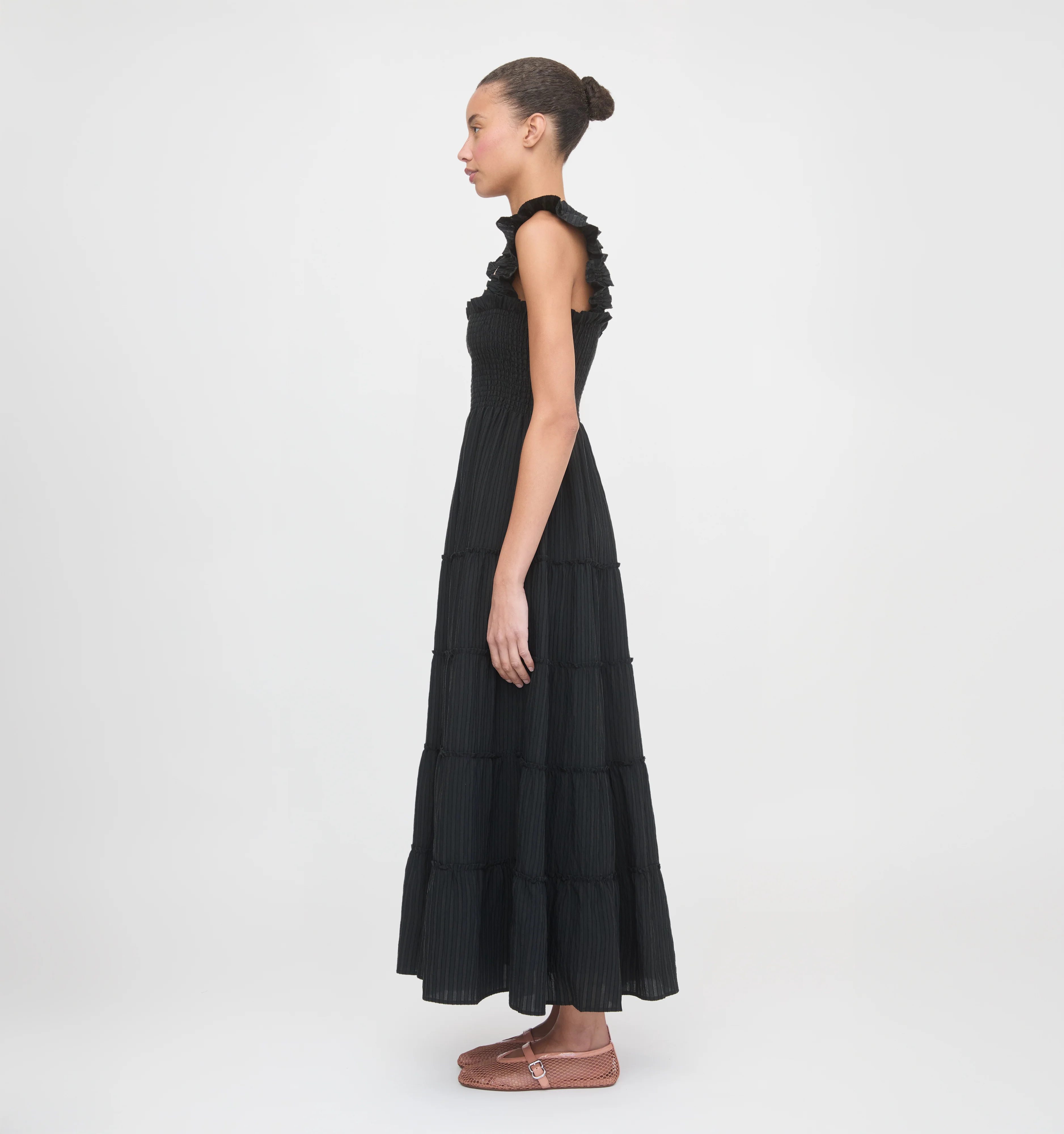 The Ellie Maxi Nap Dress - Black Tonal Seersucker - Image 3