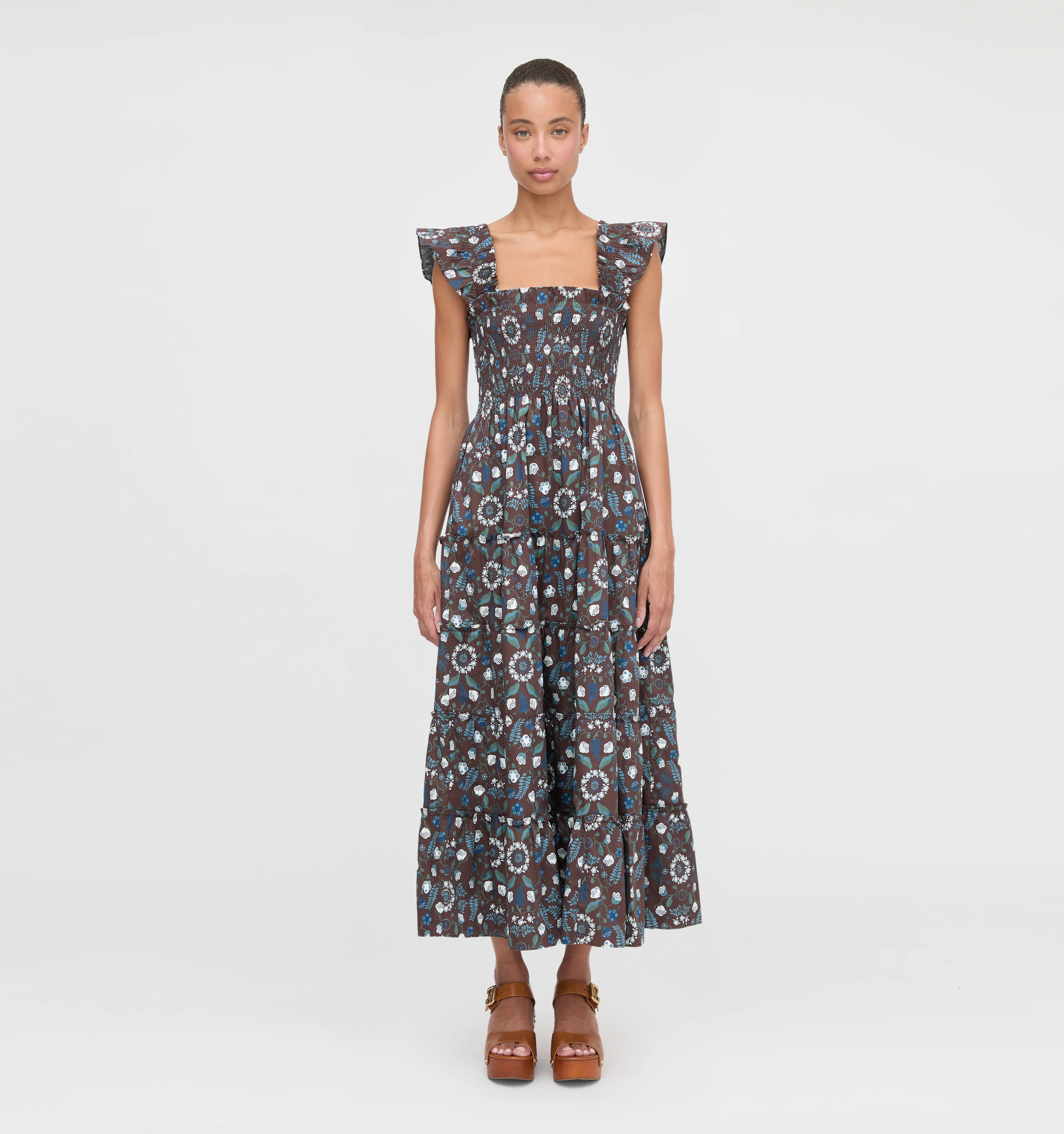 The Ellie Maxi Nap Dress - Chocolate Swedish Floral - Image 2