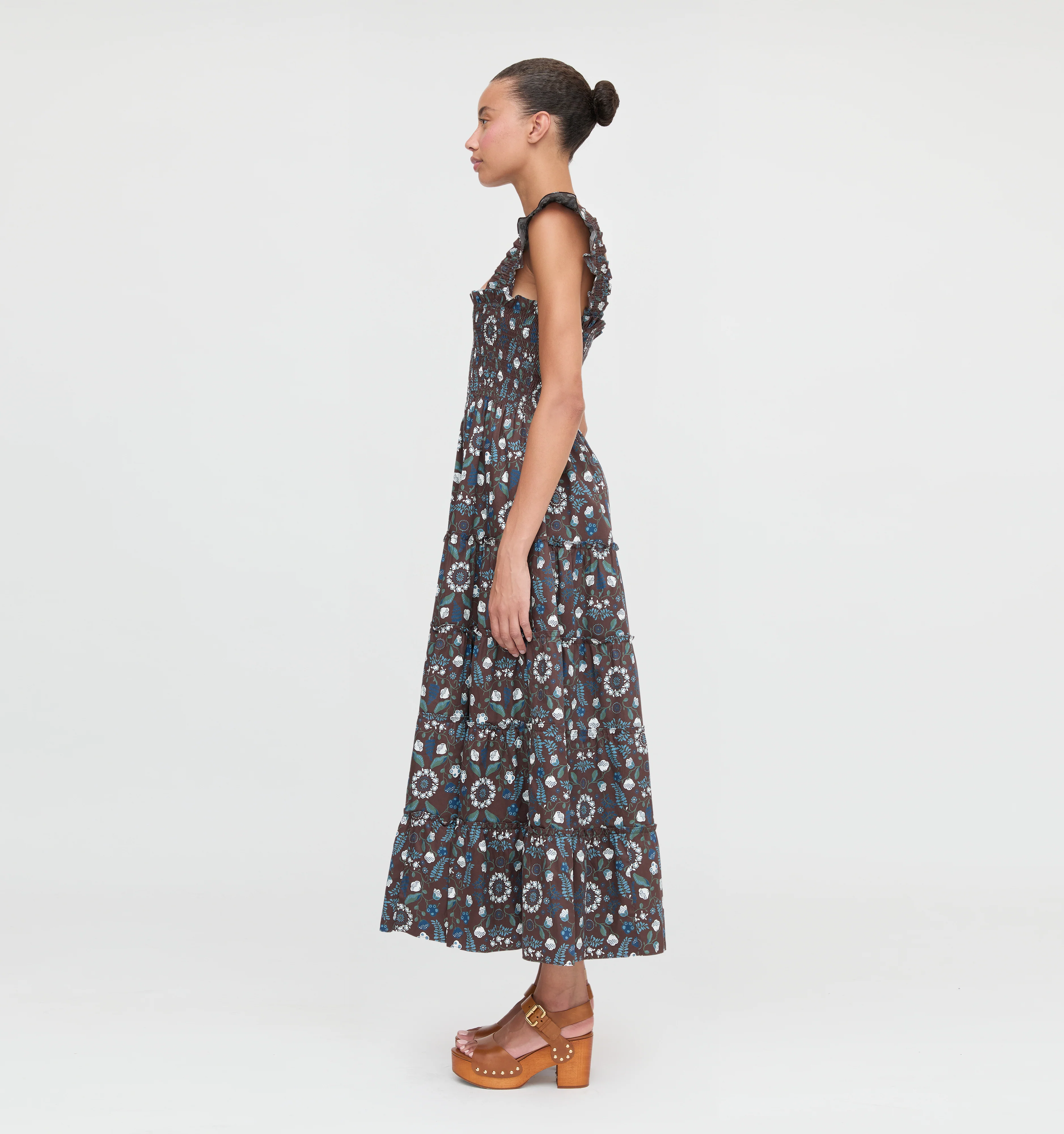 The Ellie Maxi Nap Dress - Chocolate Swedish Floral - Image 3