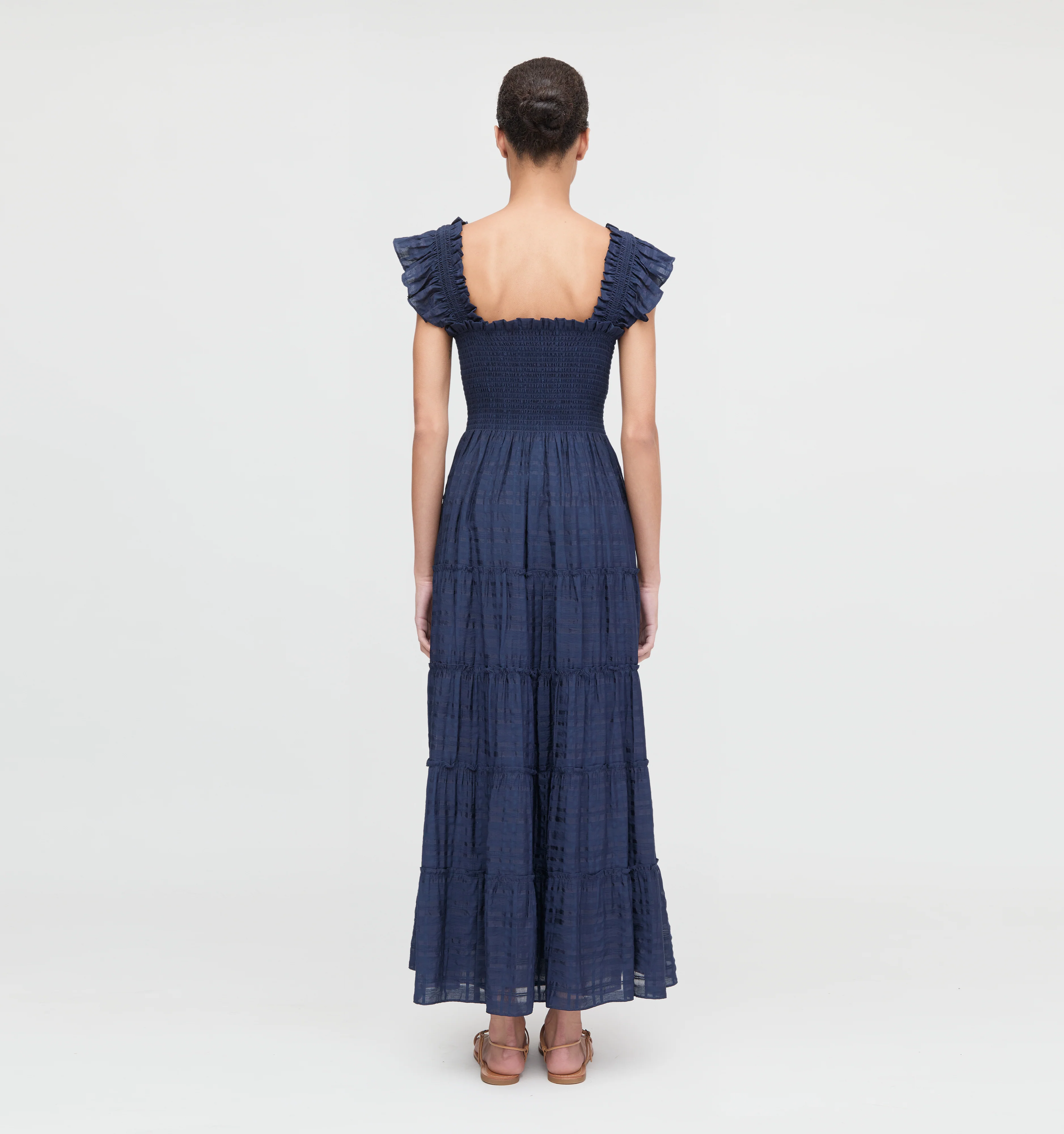 The Ellie Maxi Nap Dress - Navy Sheer Plaid - Image 4