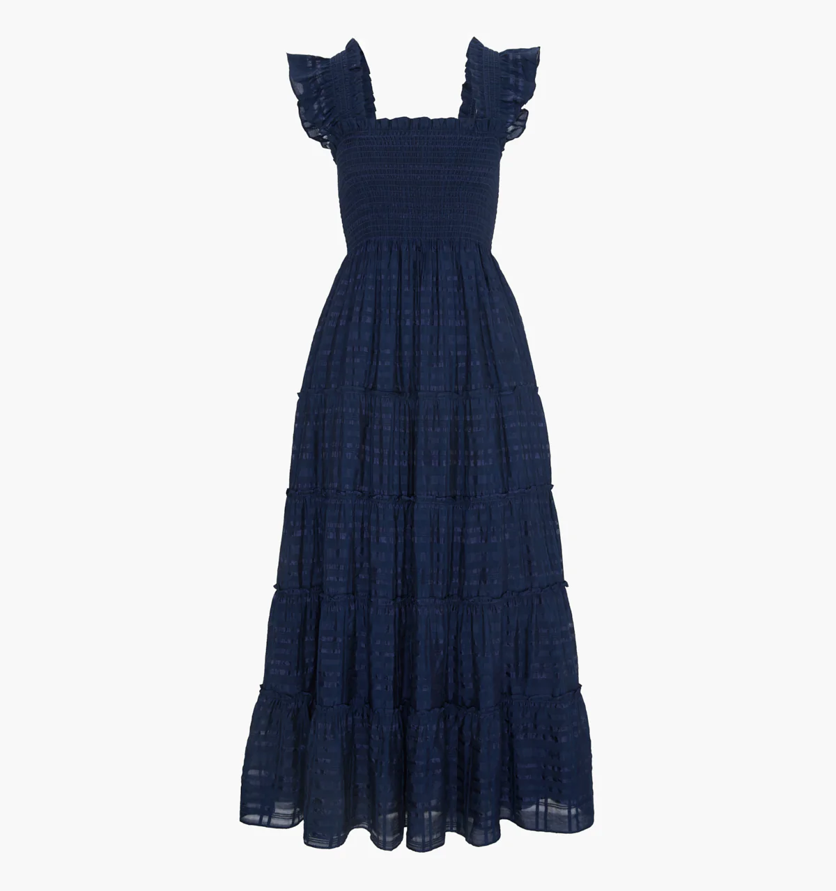 The Ellie Maxi Nap Dress - Navy Sheer Plaid - Image 5