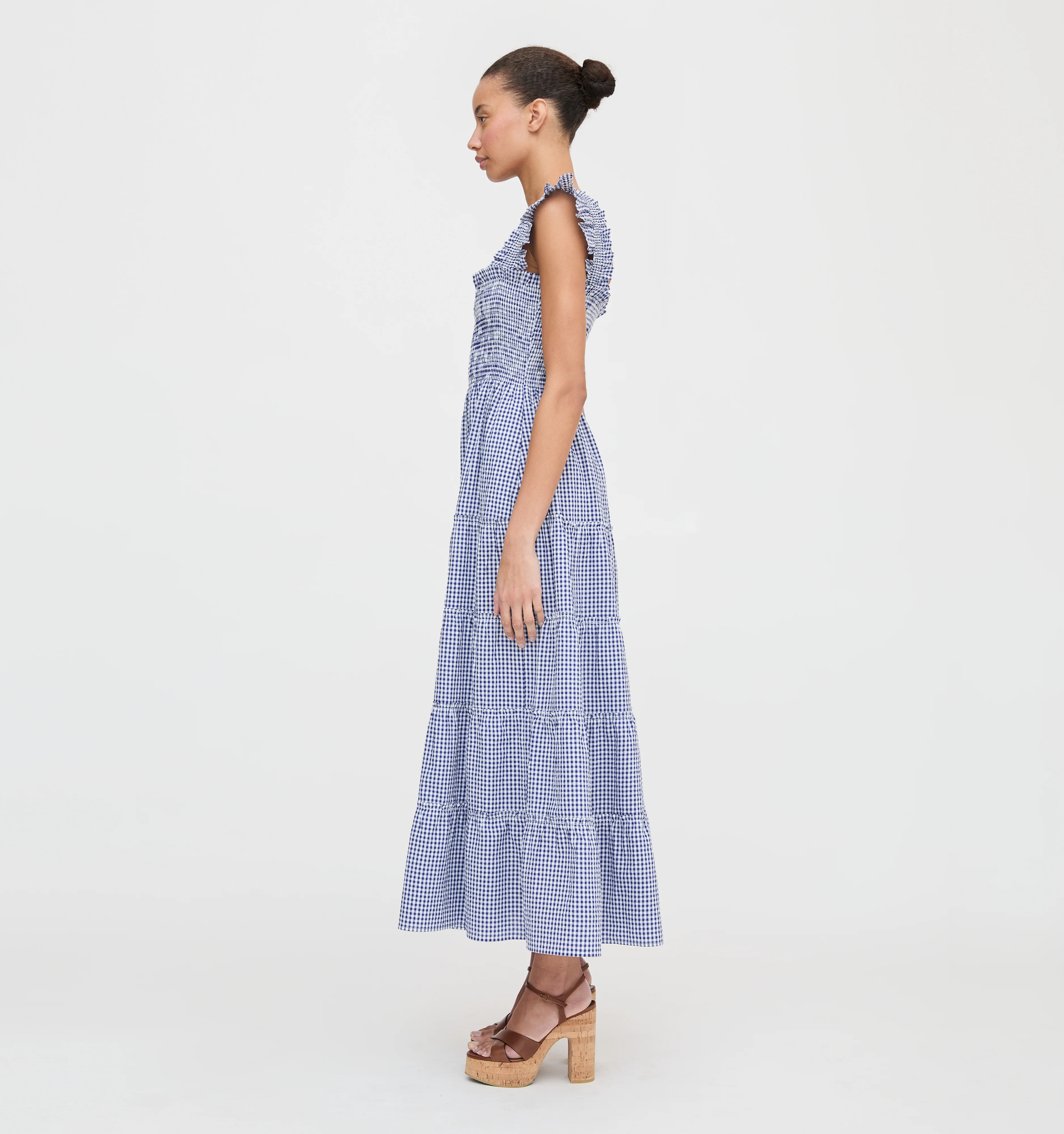 The Ellie Maxi Nap Dress - Navy Gingham - Image 2