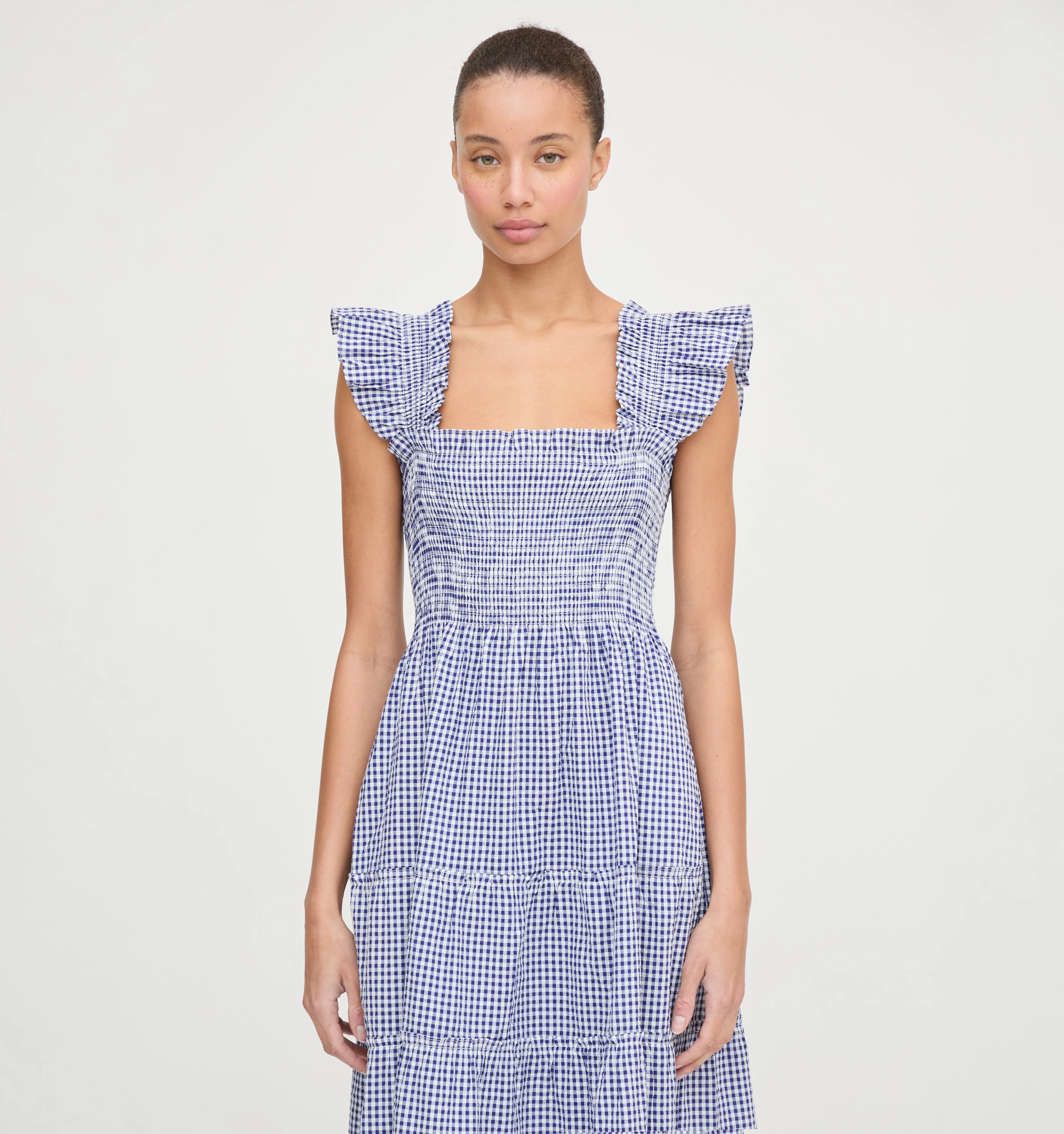 The Ellie Maxi Nap Dress - Navy Gingham - Image 4