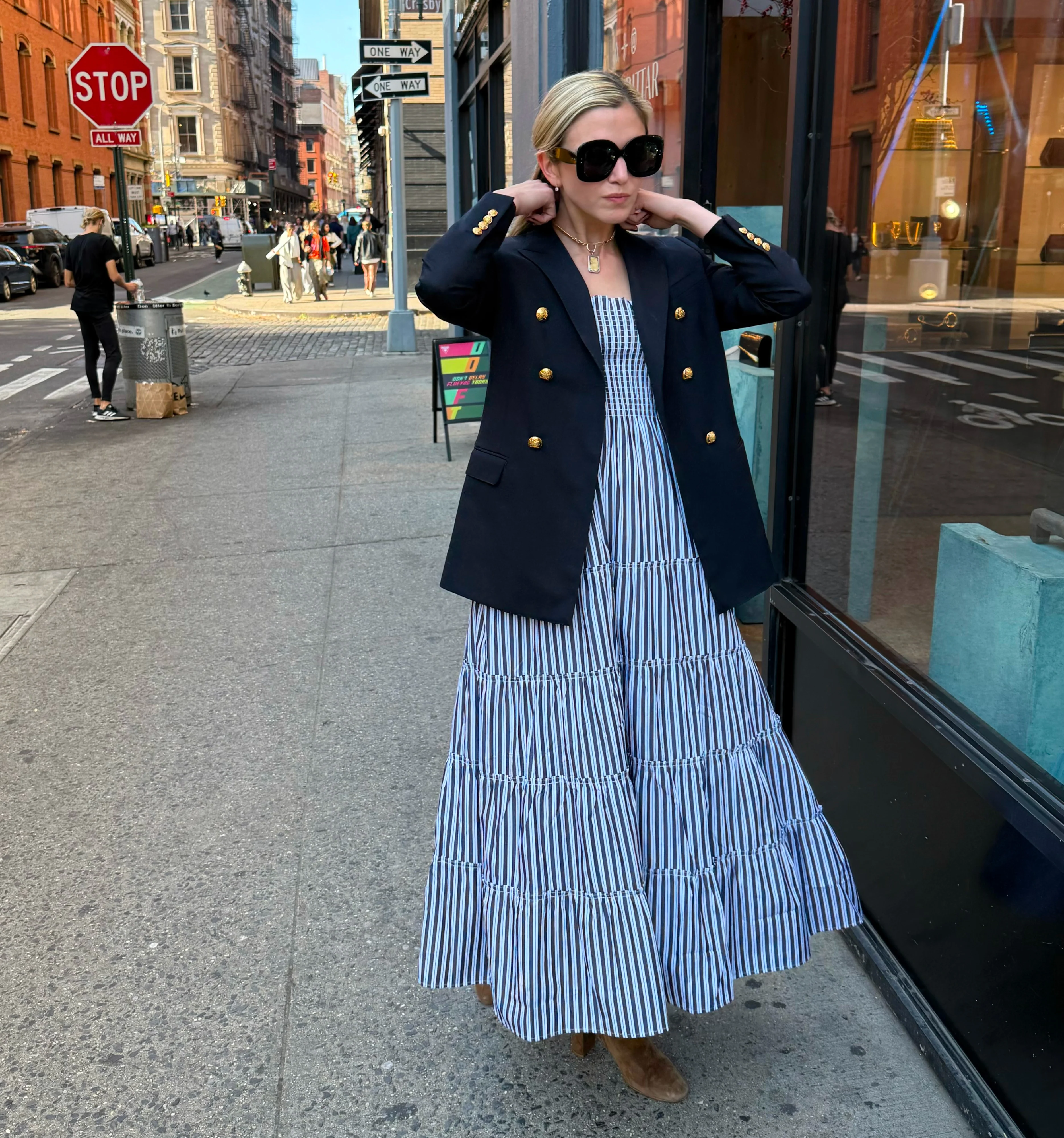 The Ellie Maxi Nap Dress - Navy Stripe - Image 5