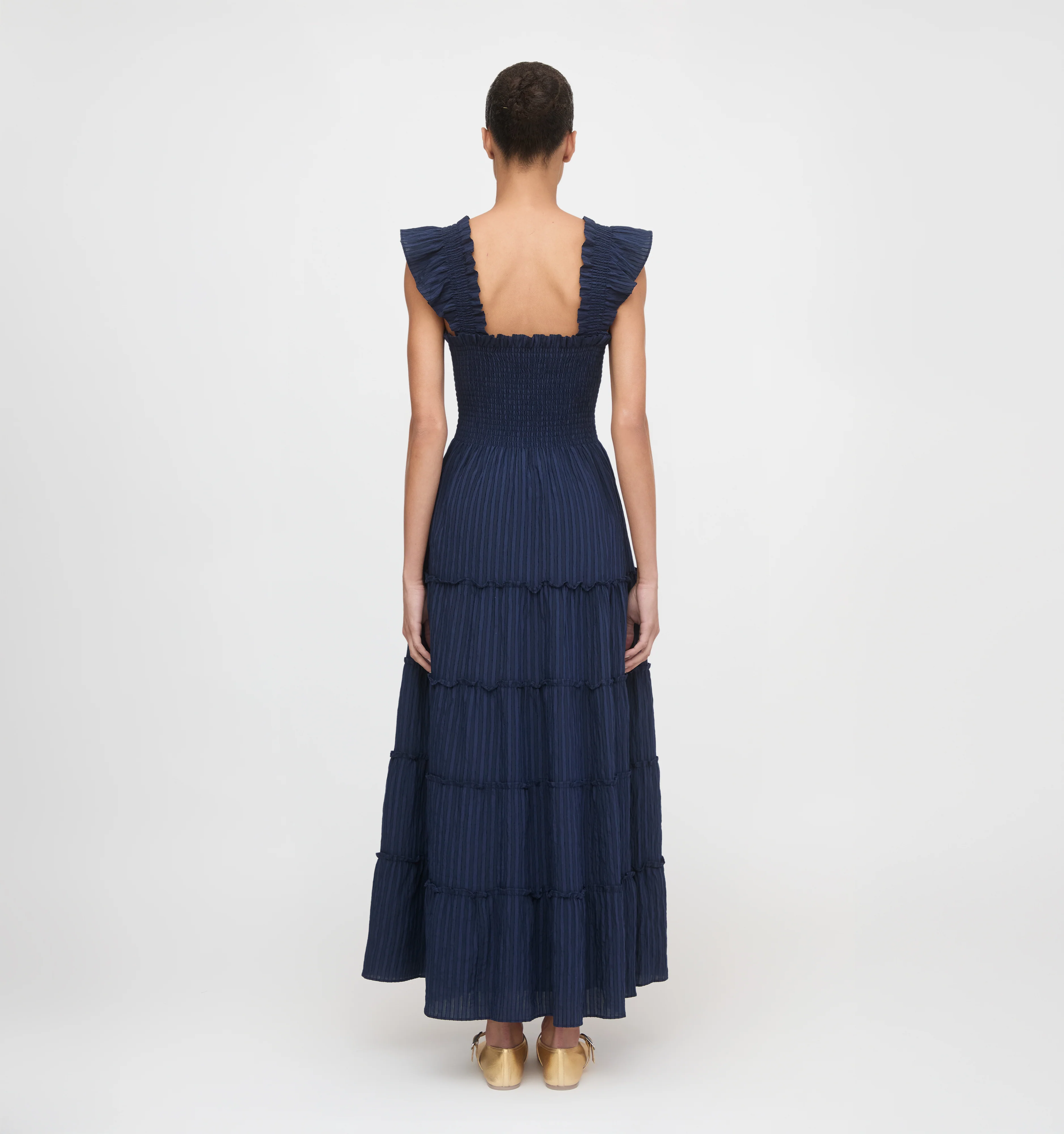 The Ellie Maxi Nap Dress - Navy Tonal Seersucker - Image 4