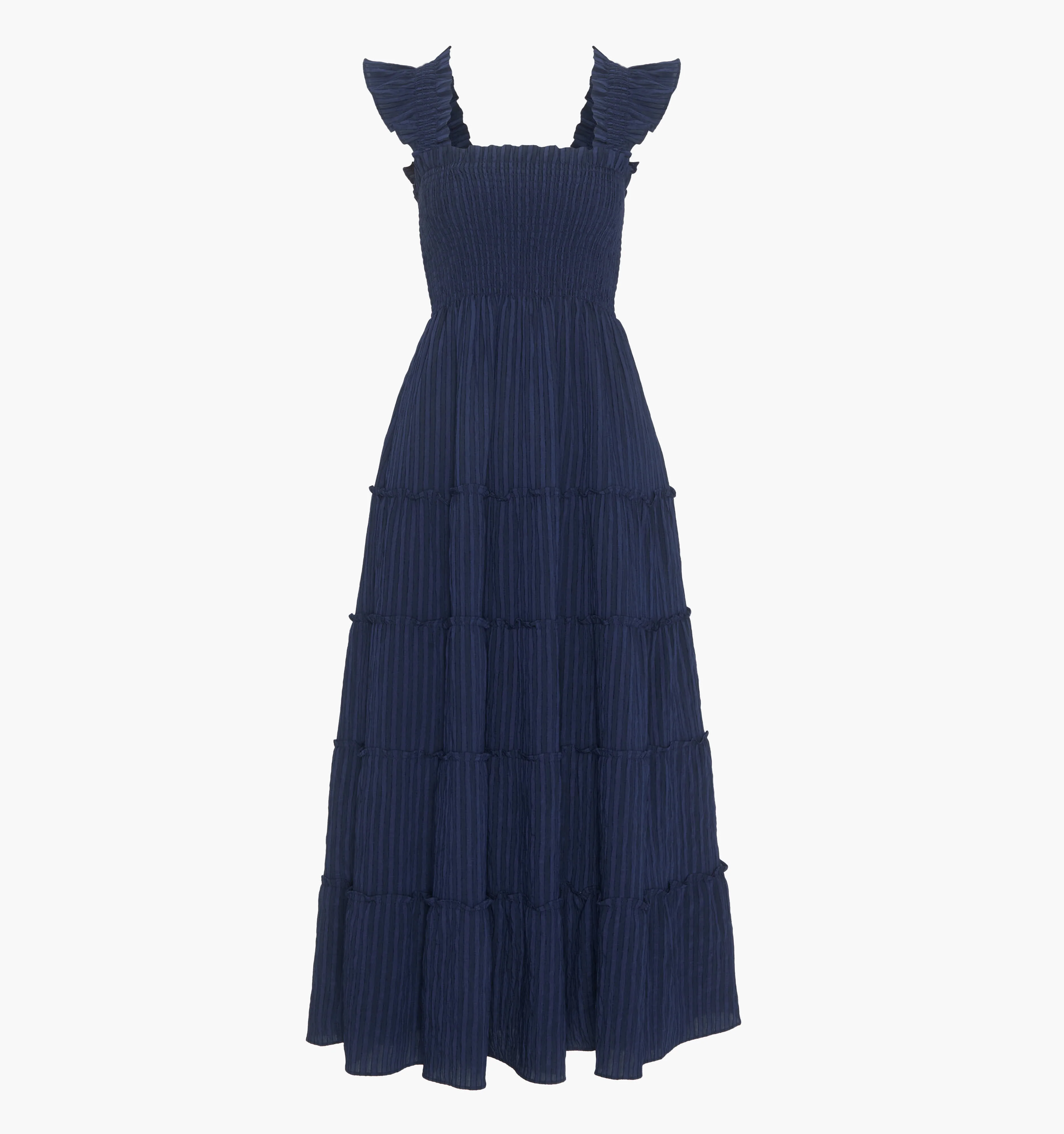 The Ellie Maxi Nap Dress - Navy Tonal Seersucker - Image 5