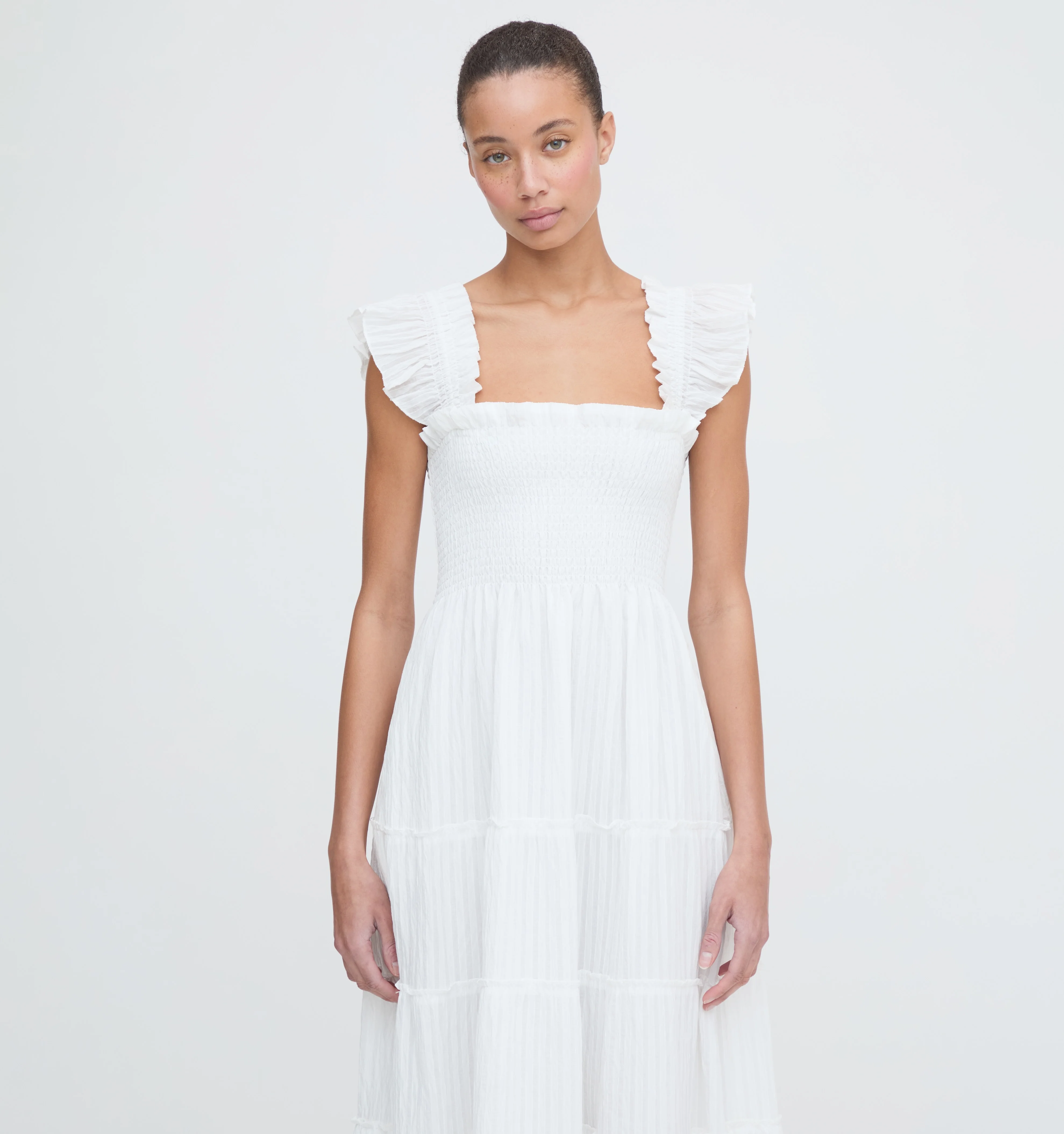 The Ellie Maxi Nap Dress - White Tonal Seersucker - Image 4