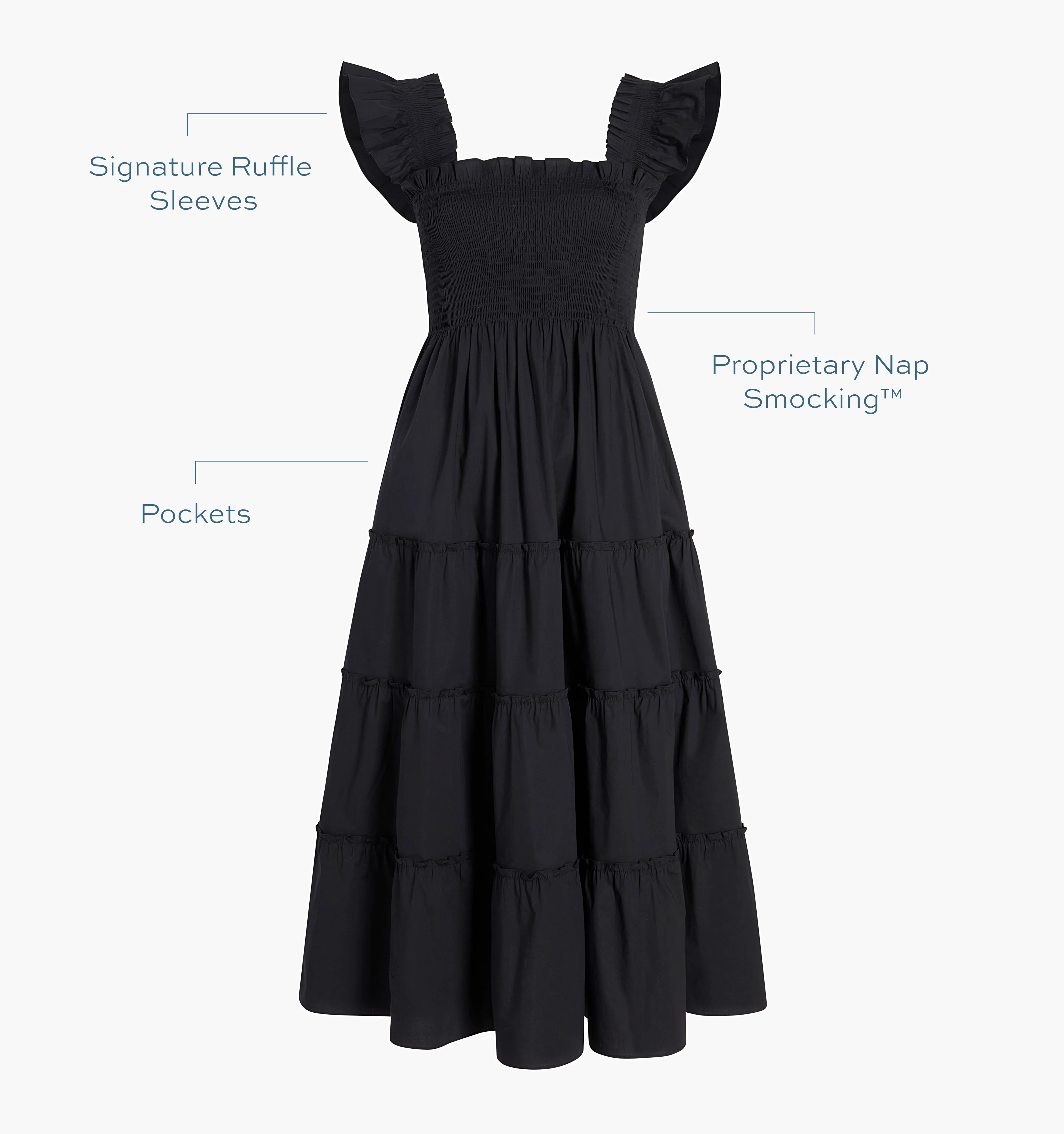 The Ellie Nap Dress - Black Poplin - Image 4