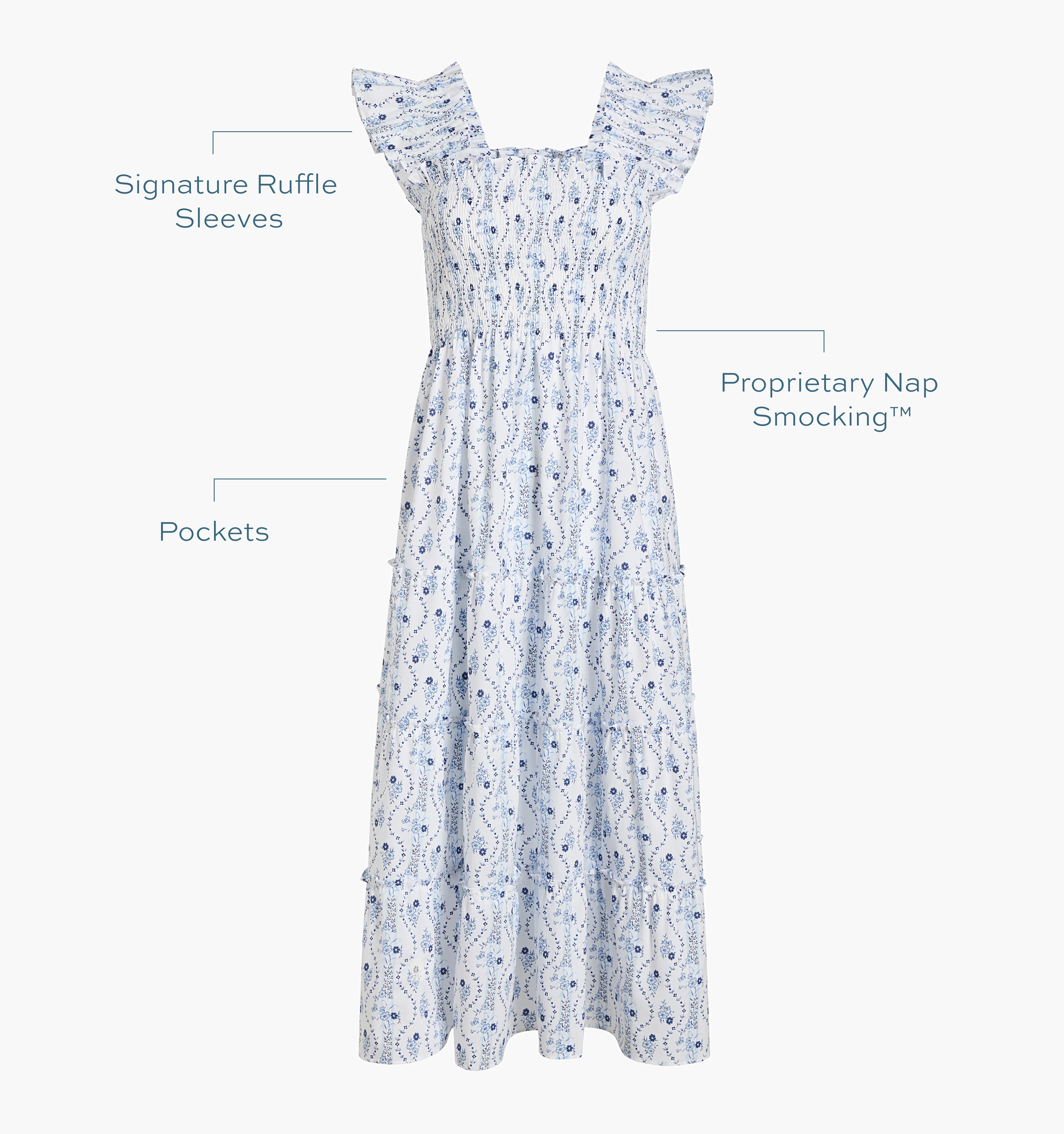 The Ellie Nap Dress - Blue Vine Stripe - Image 4