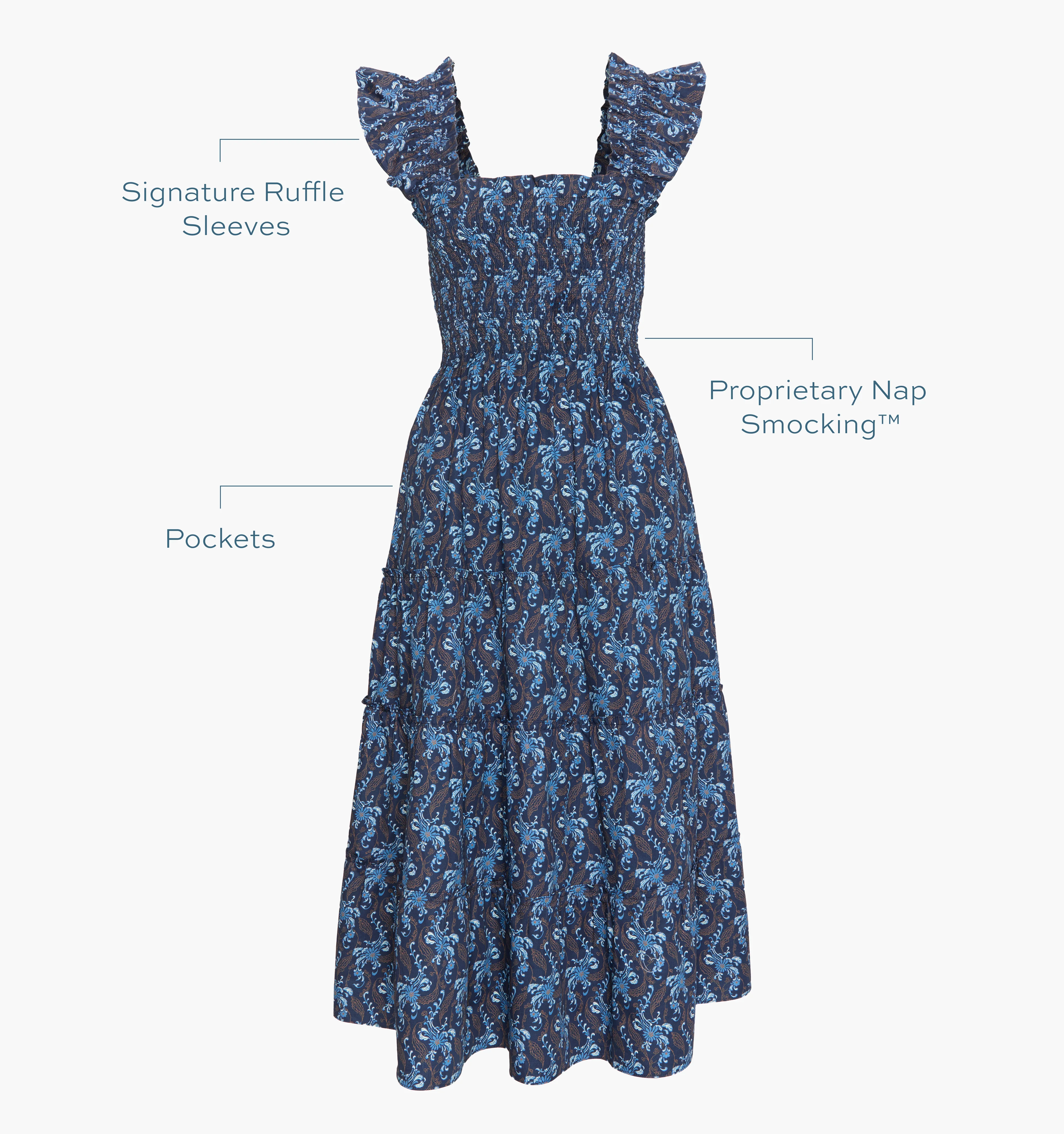 The Ellie Nap Dress - Navy Cala Paisley - Image 4
