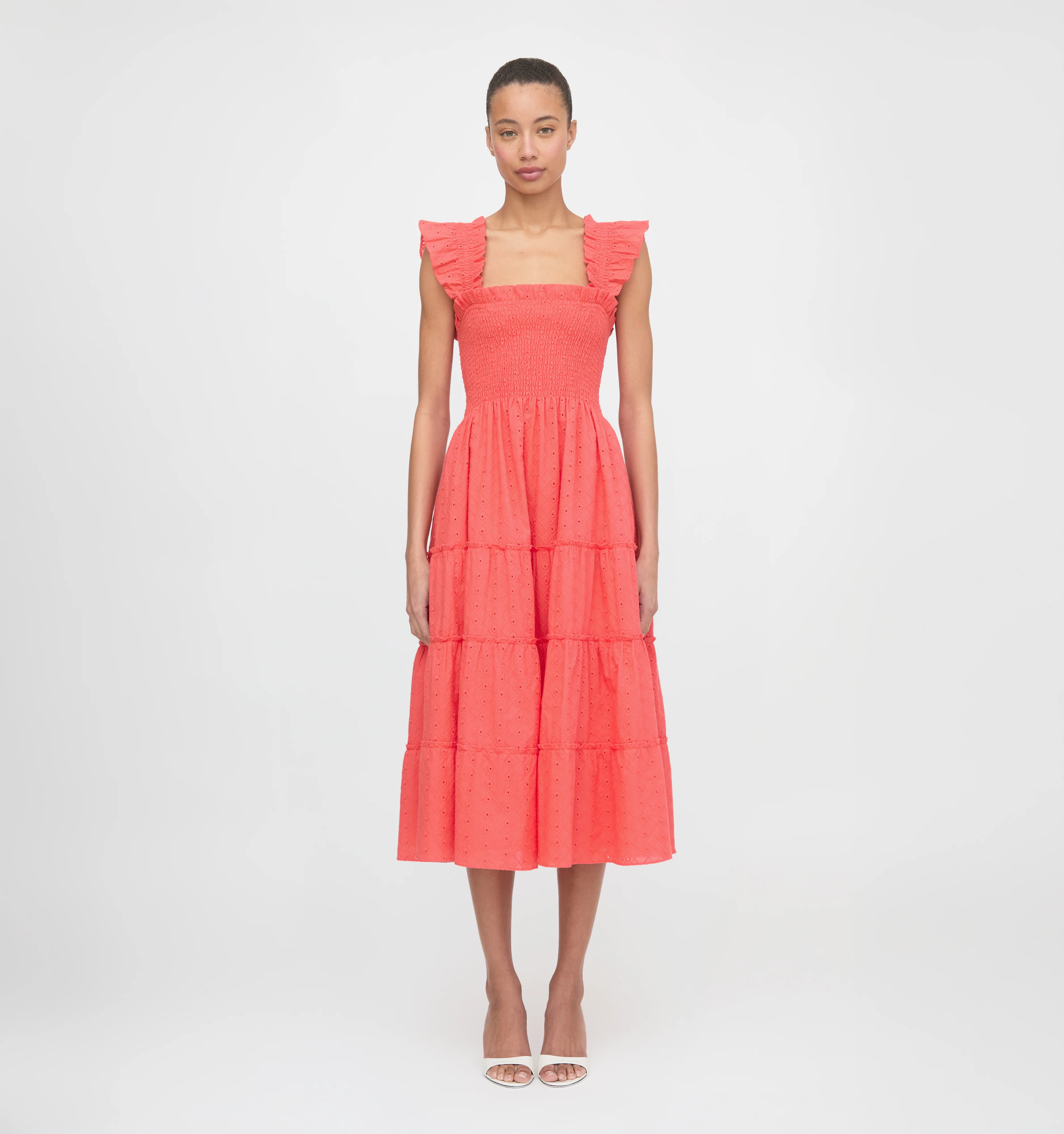 The Ellie Nap Dress - Coral Daisy Broderie - Image 4
