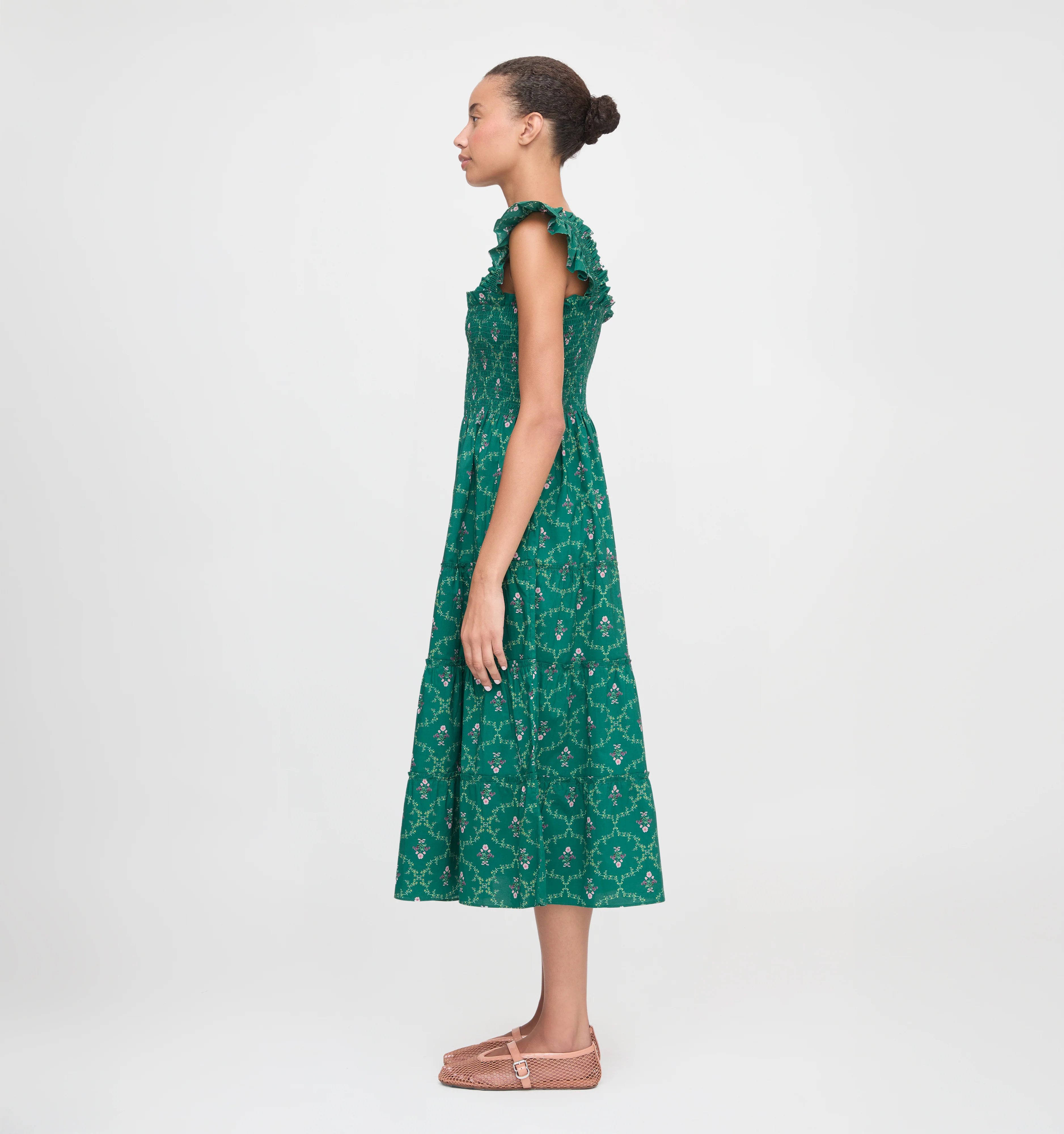 The Ellie Nap Dress - Emerald Trellis - Image 3