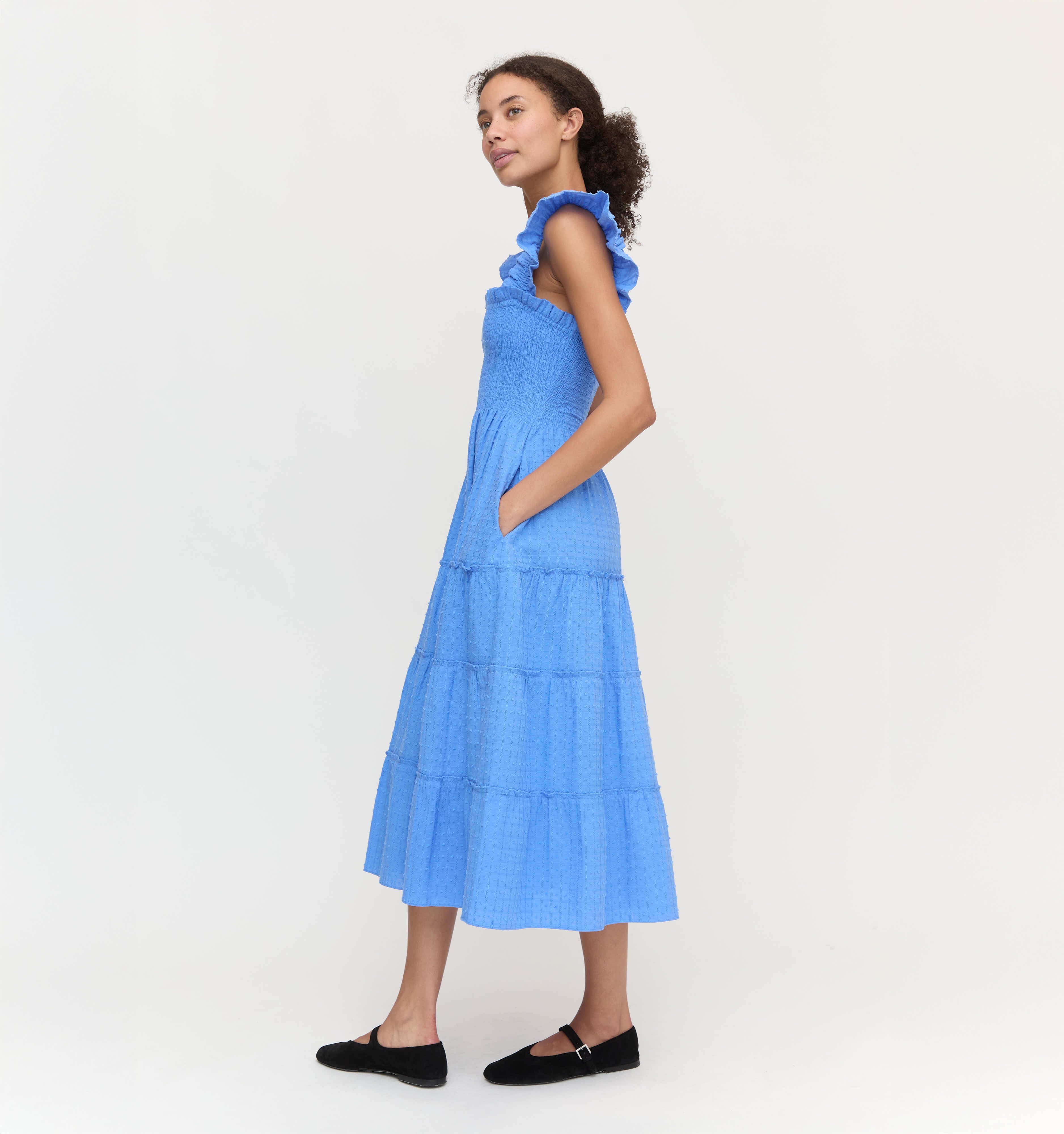 The Ellie Nap Dress - Hydrangea Blue Textured Clip Dot - Image 3
