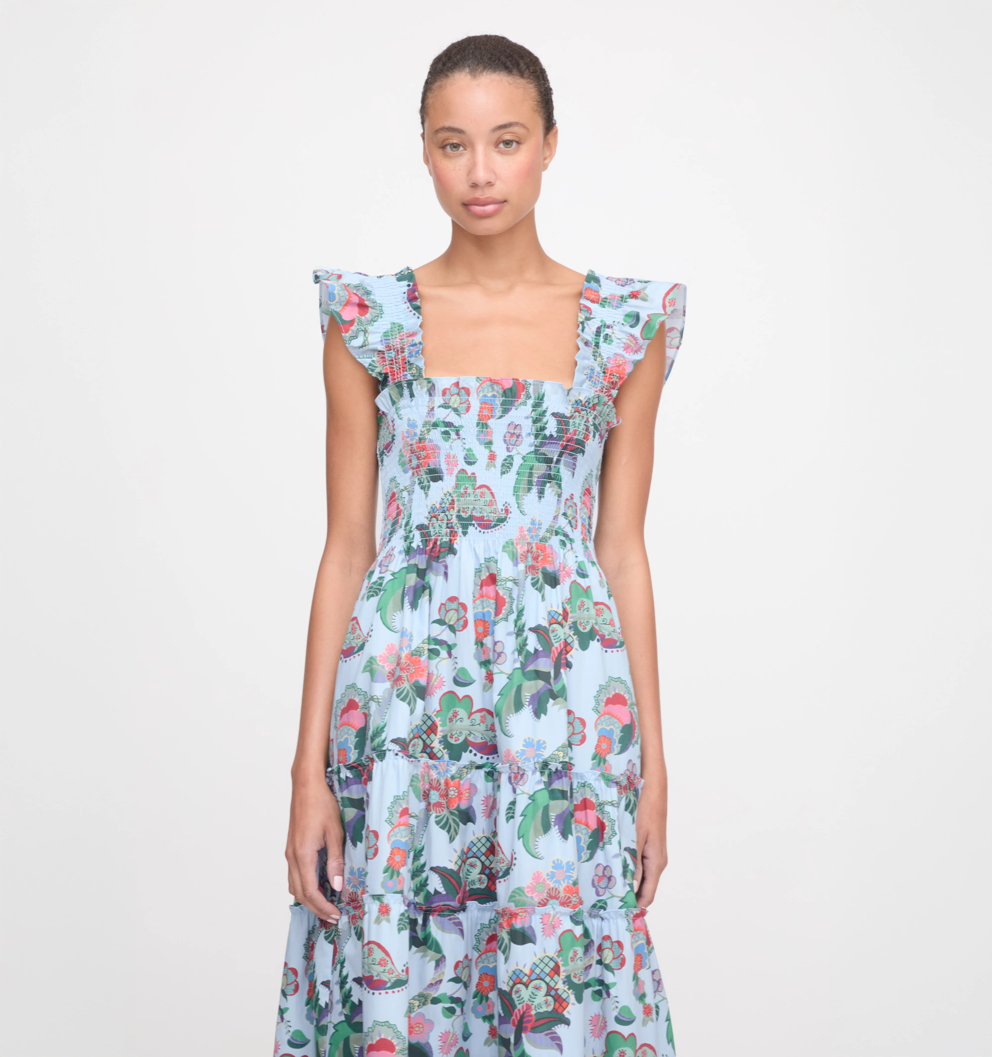 The Ellie Nap Dress - Light Blue Jungle Floral - Image 2