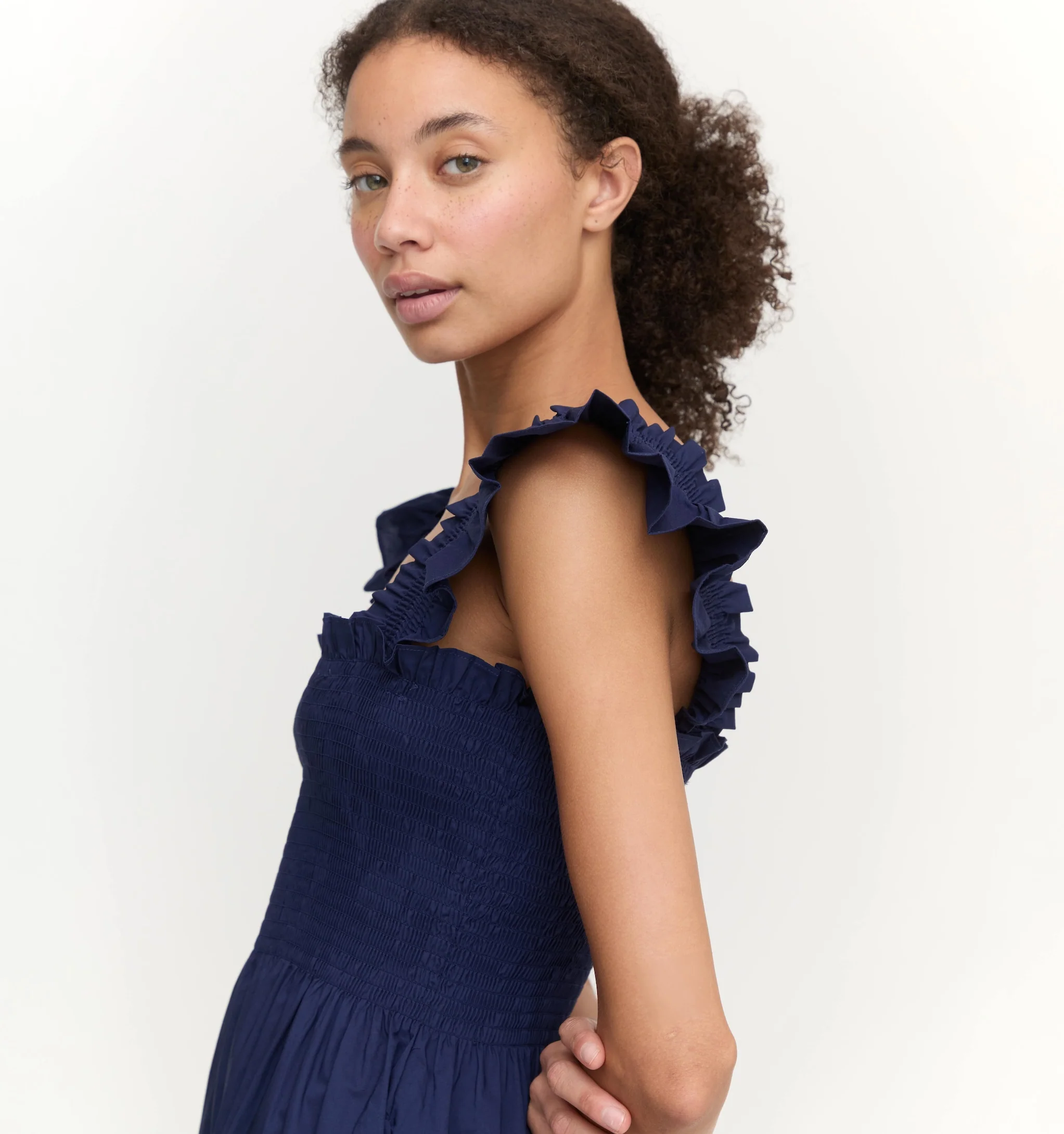 The Ellie Nap Dress - Navy Poplin - Image 4