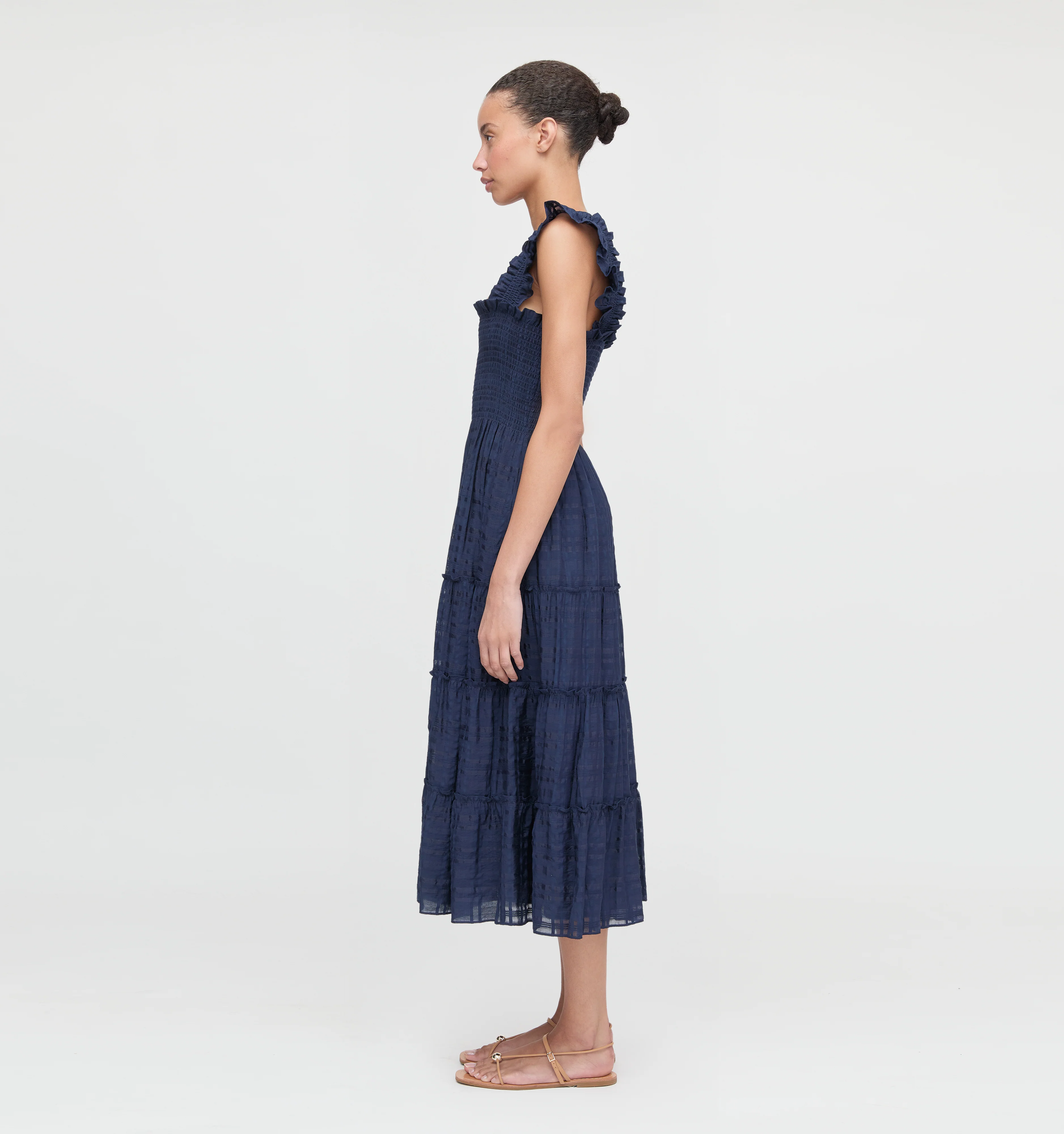 The Ellie Nap Dress - Navy Sheer Plaid - Image 3