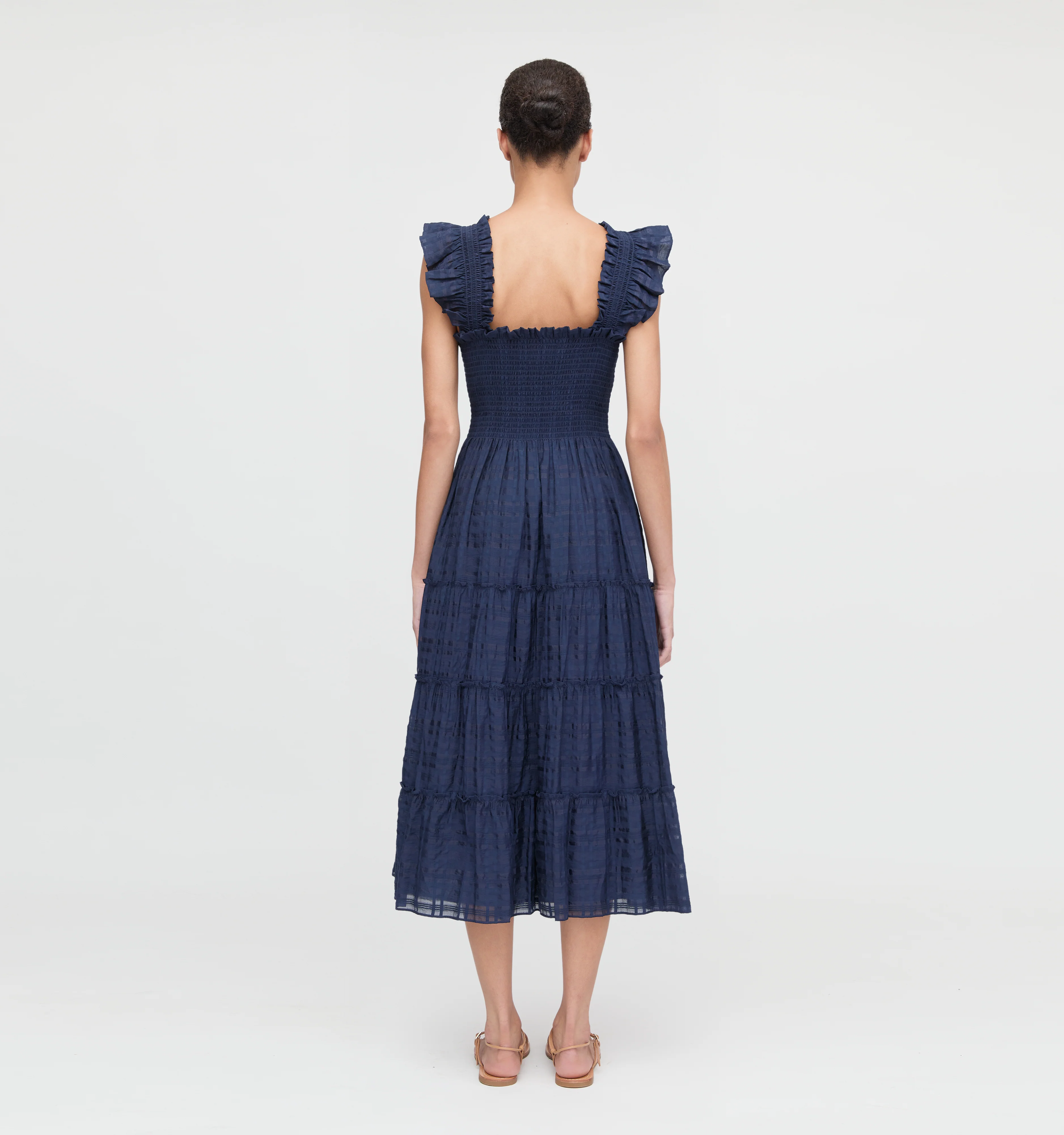 The Ellie Nap Dress - Navy Sheer Plaid - Image 4