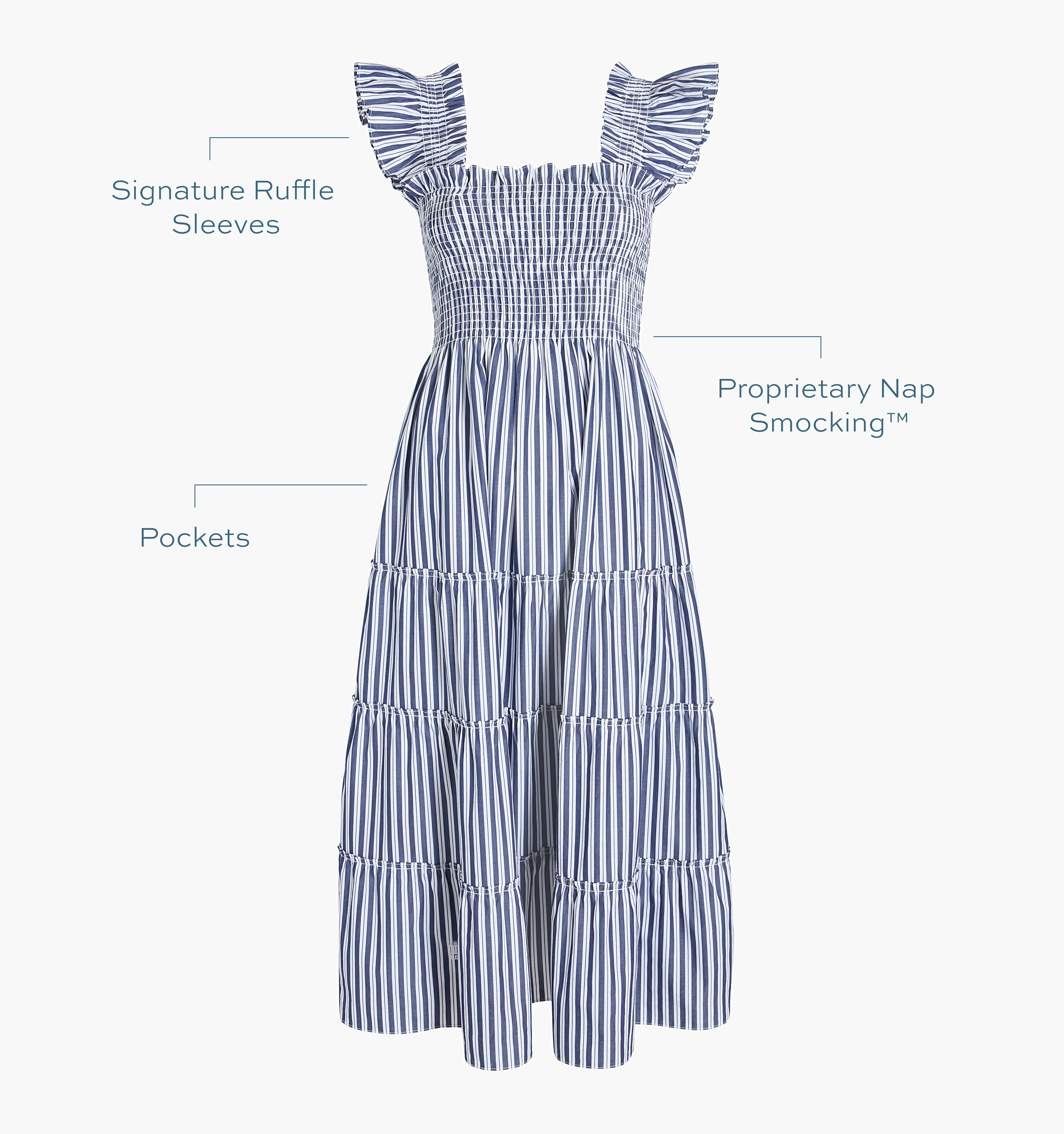 The Ellie Nap Dress - Navy Stripe - Image 5