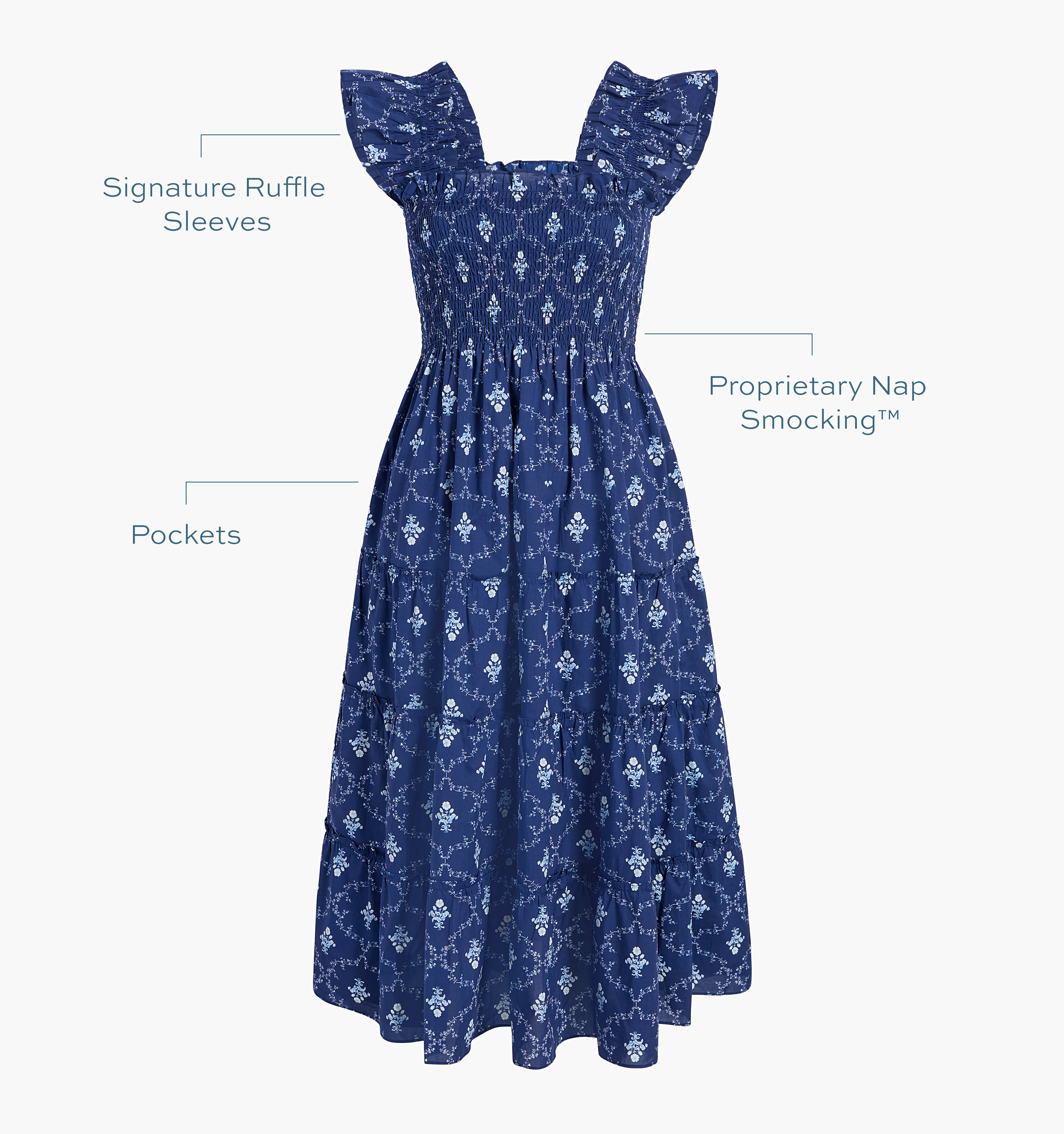 The Ellie Nap Dress - Navy Trellis - Image 5
