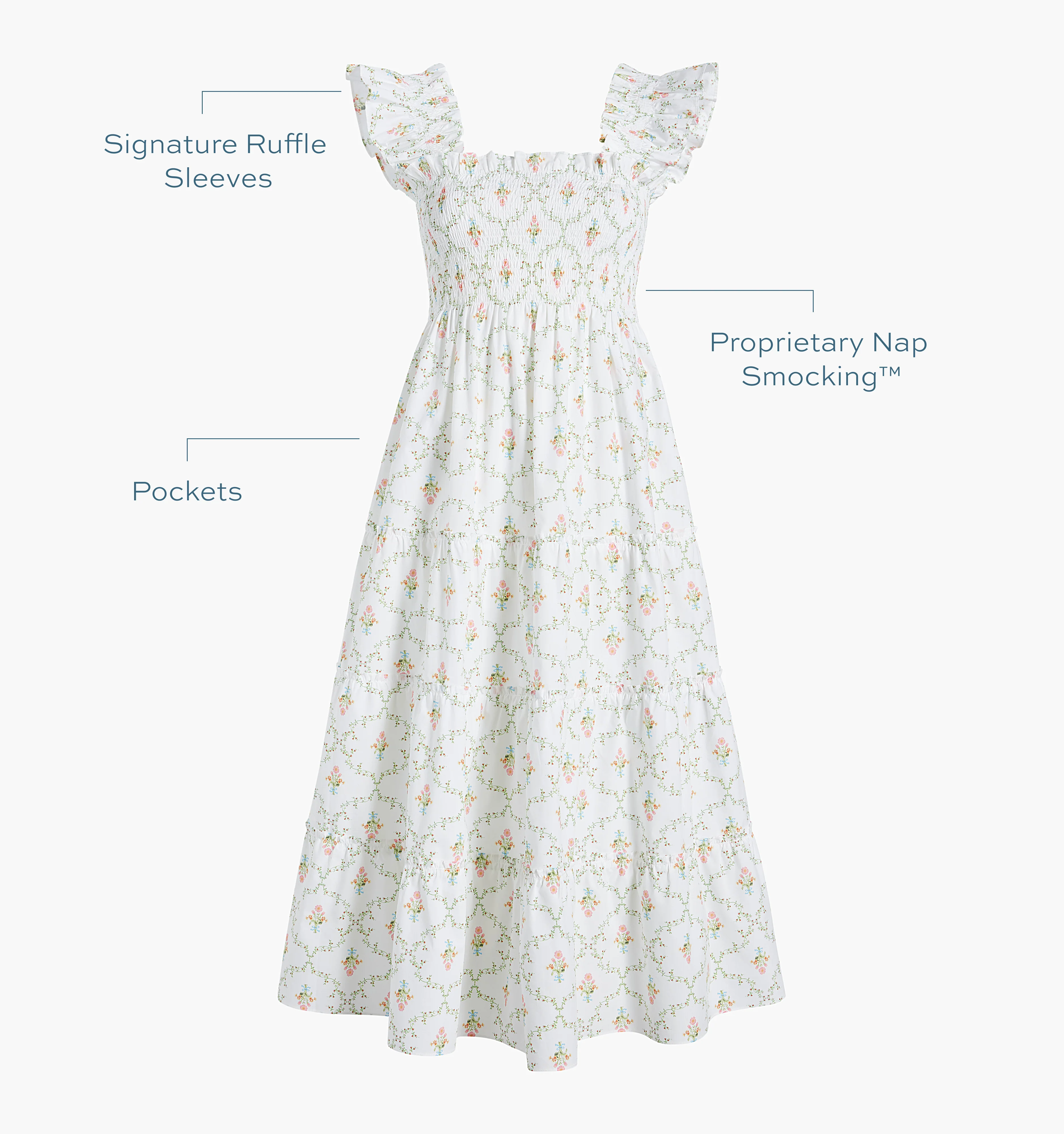 The Ellie Nap Dress - Pastel Trellis - Image 5