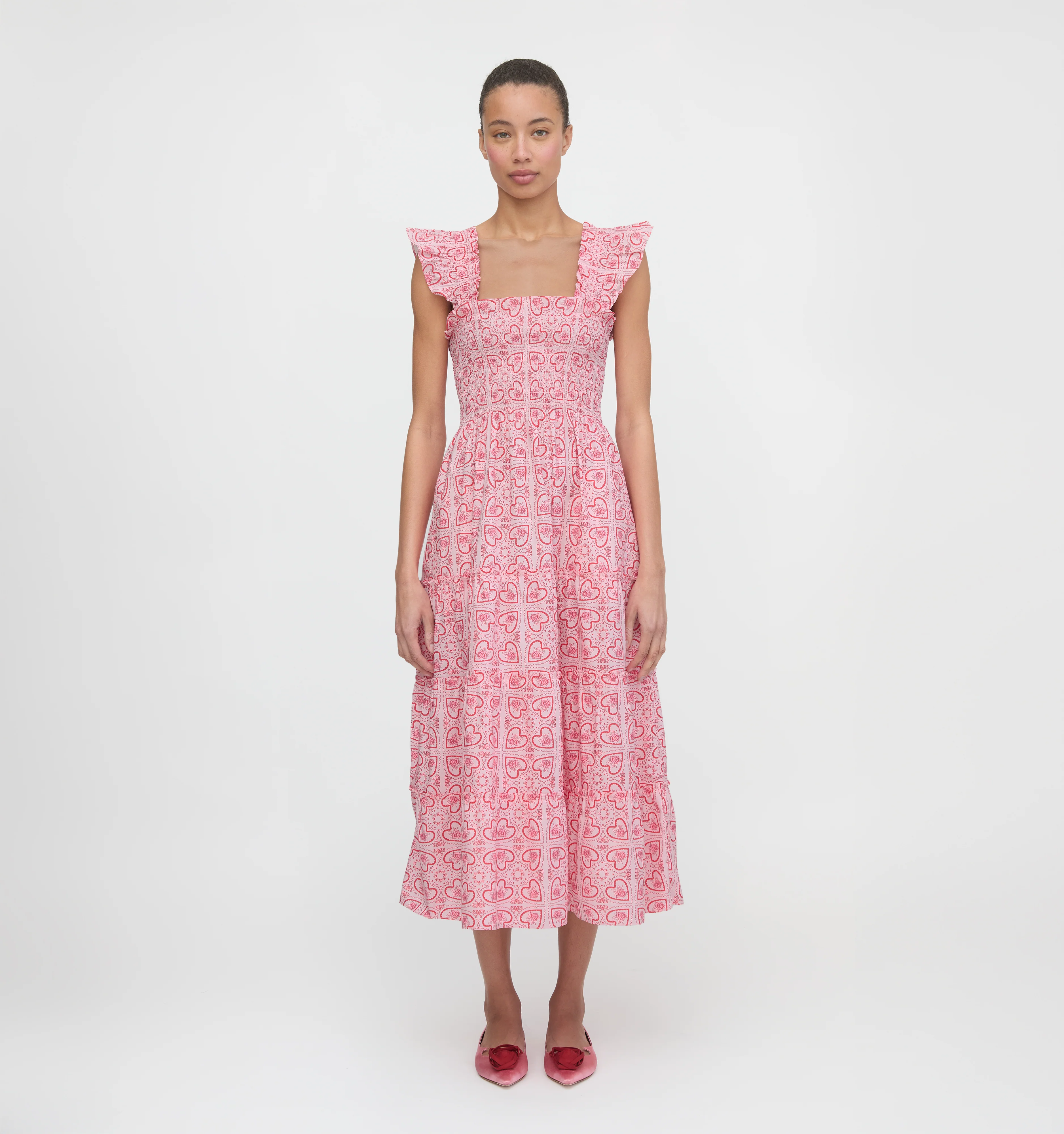 The Ellie Nap Dress - Red Patchwork Doily Heart - Image 2