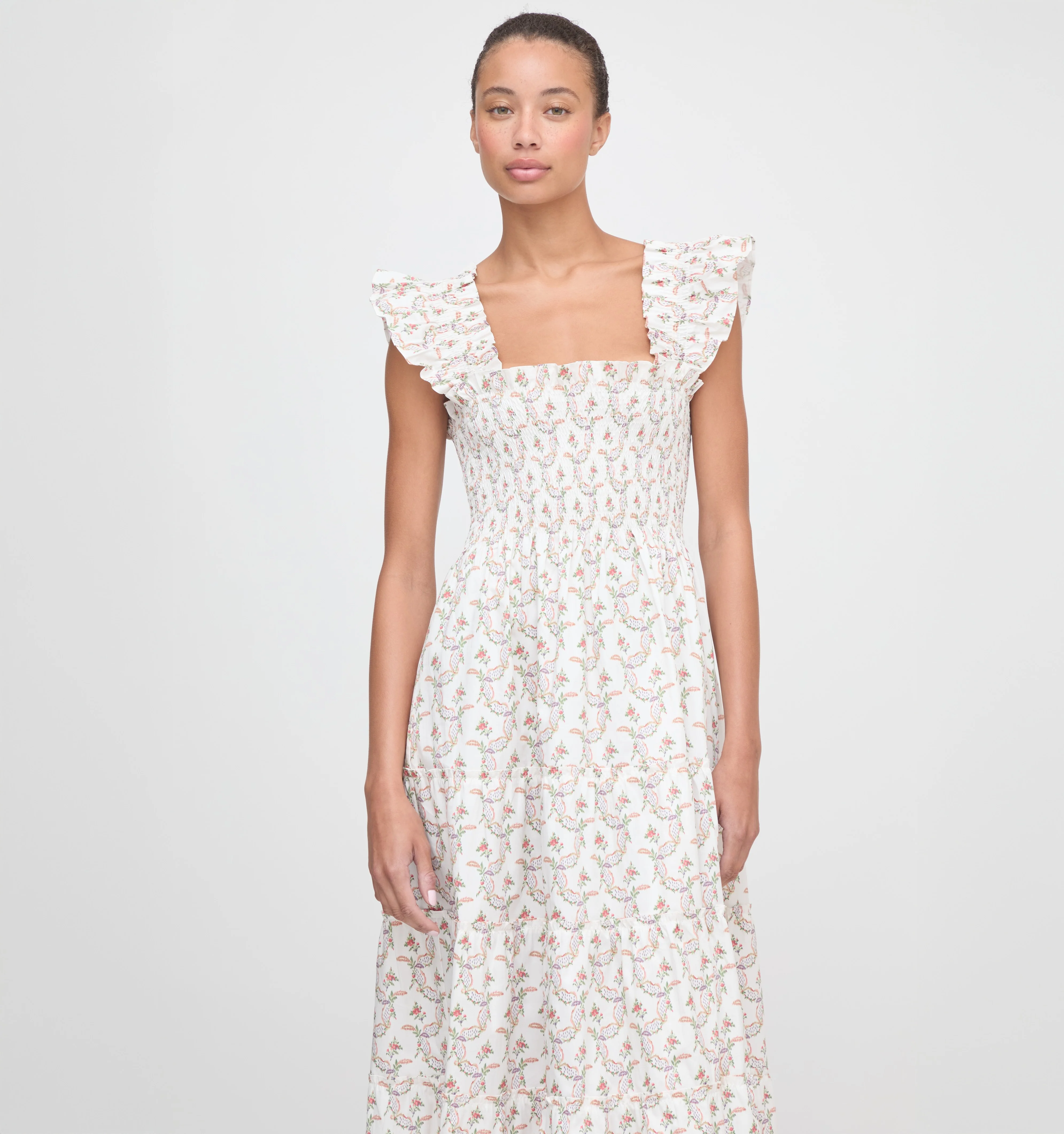 The Ellie Nap Dress - Pink Ribbon Rose Ikat - Image 2