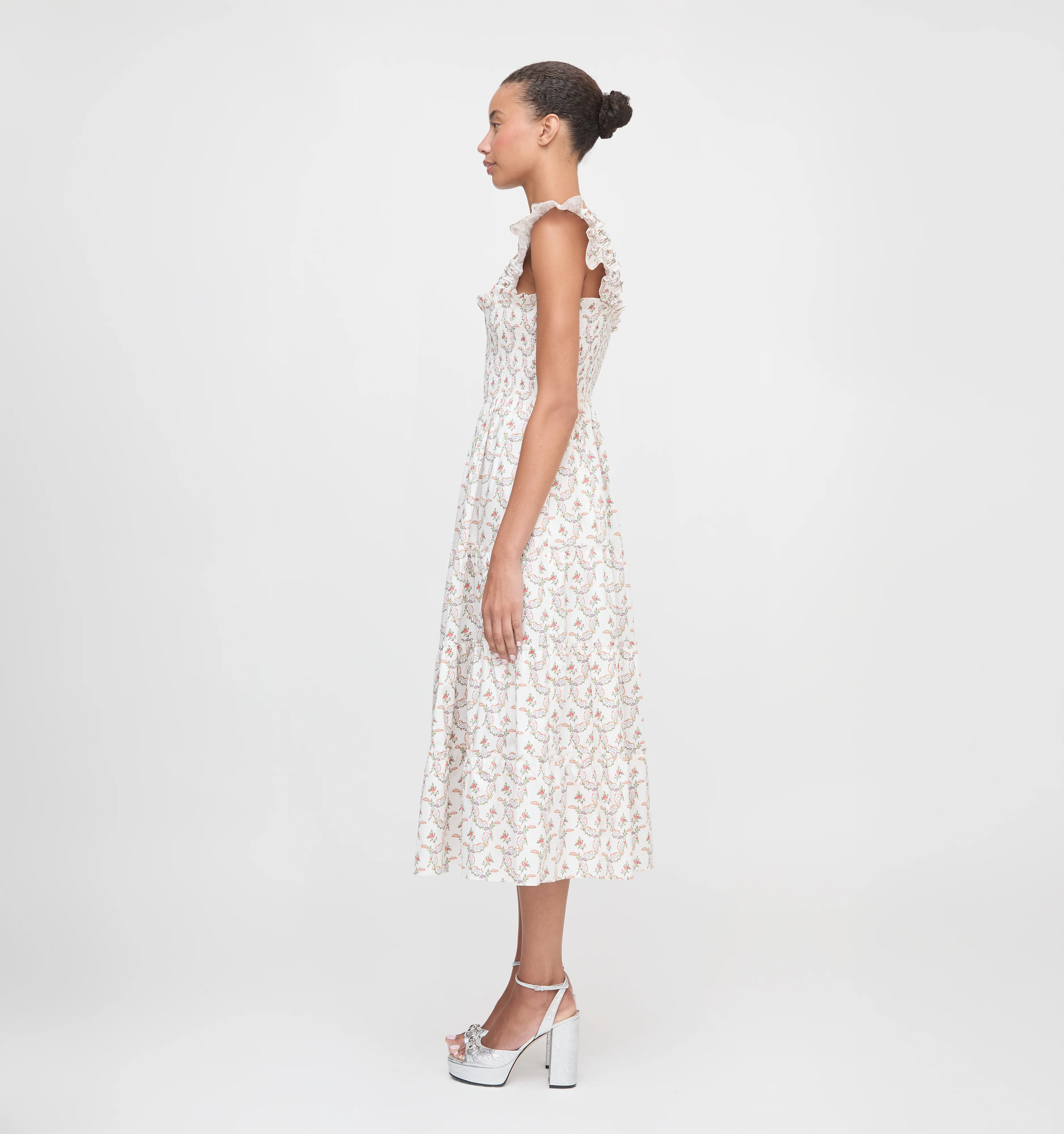 The Ellie Nap Dress - Pink Ribbon Rose Ikat - Image 3