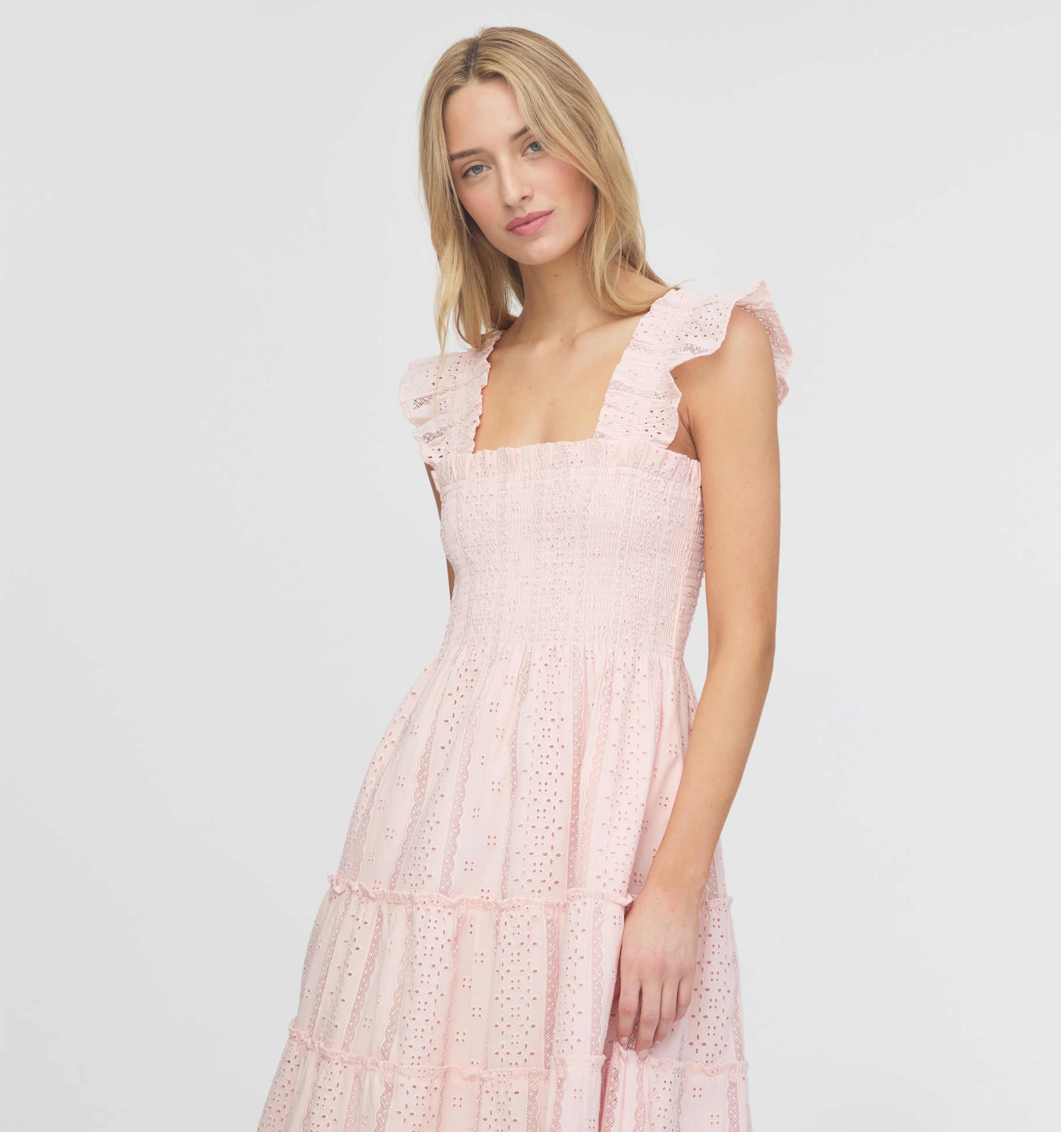 The Ellie Nap Dress - Pink Broderie Voile - Image 2