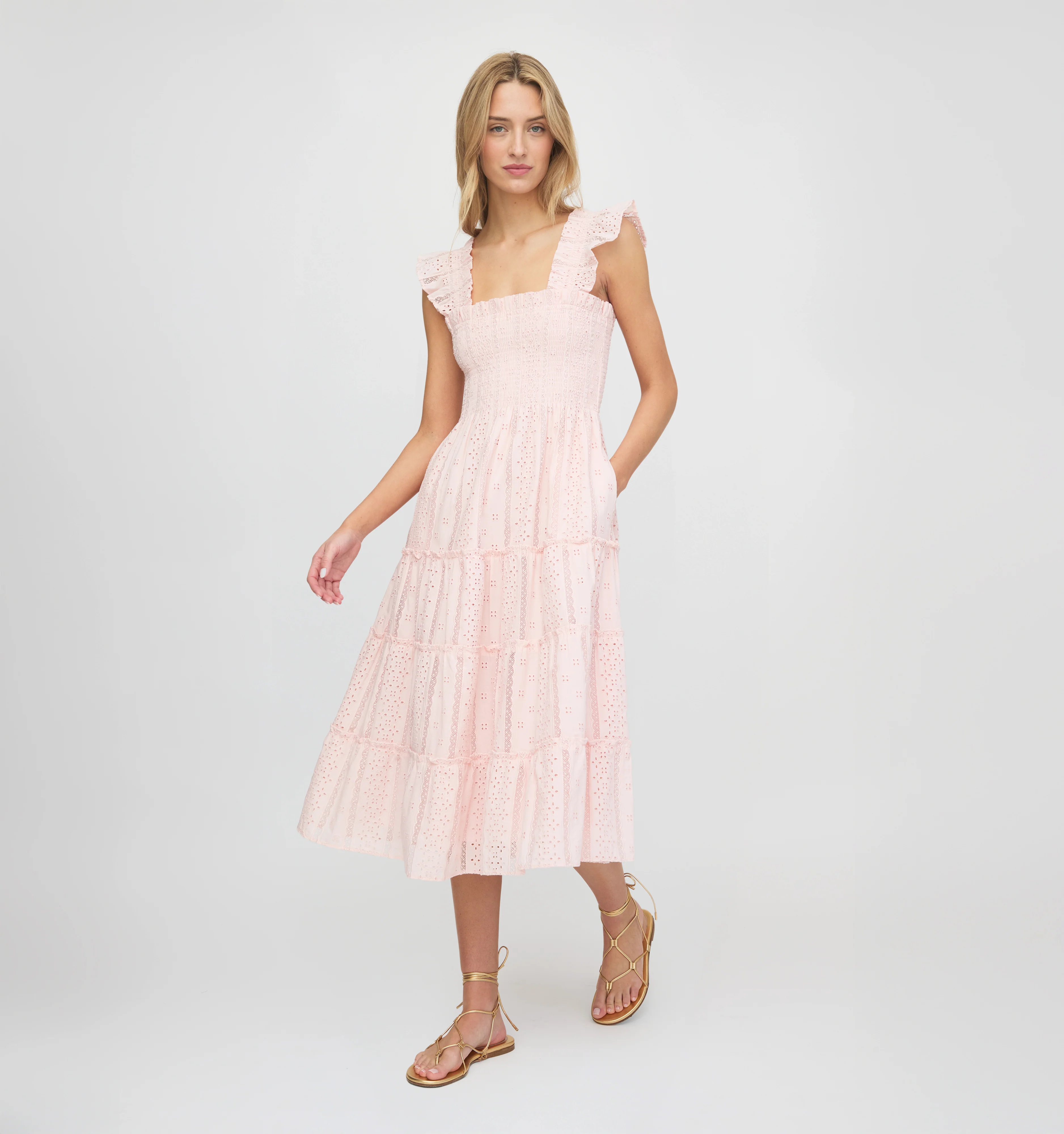 The Ellie Nap Dress - Pink Broderie Voile - Image 3