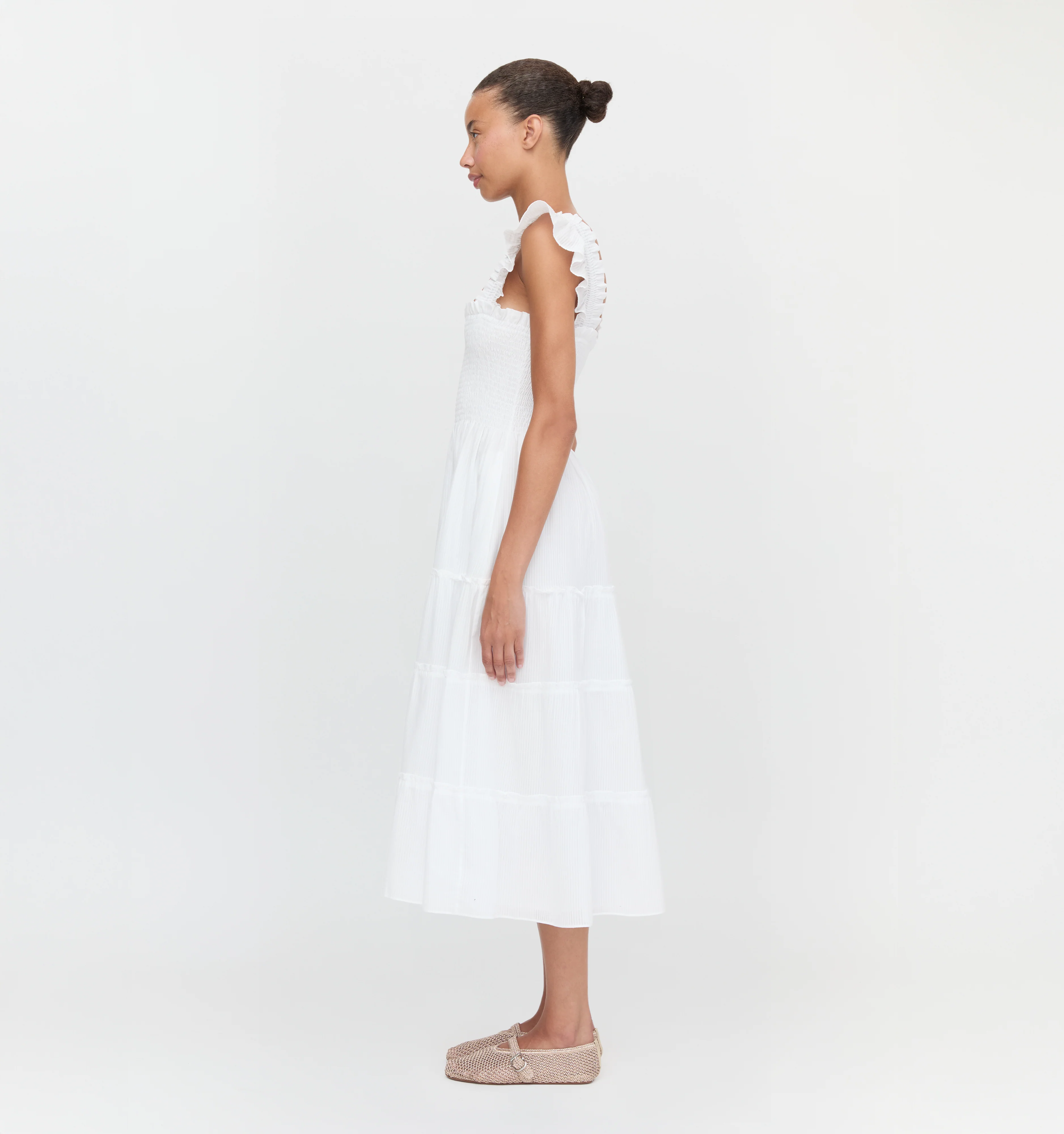 The Ellie Nap Dress - White Shadow Stripe - Image 3