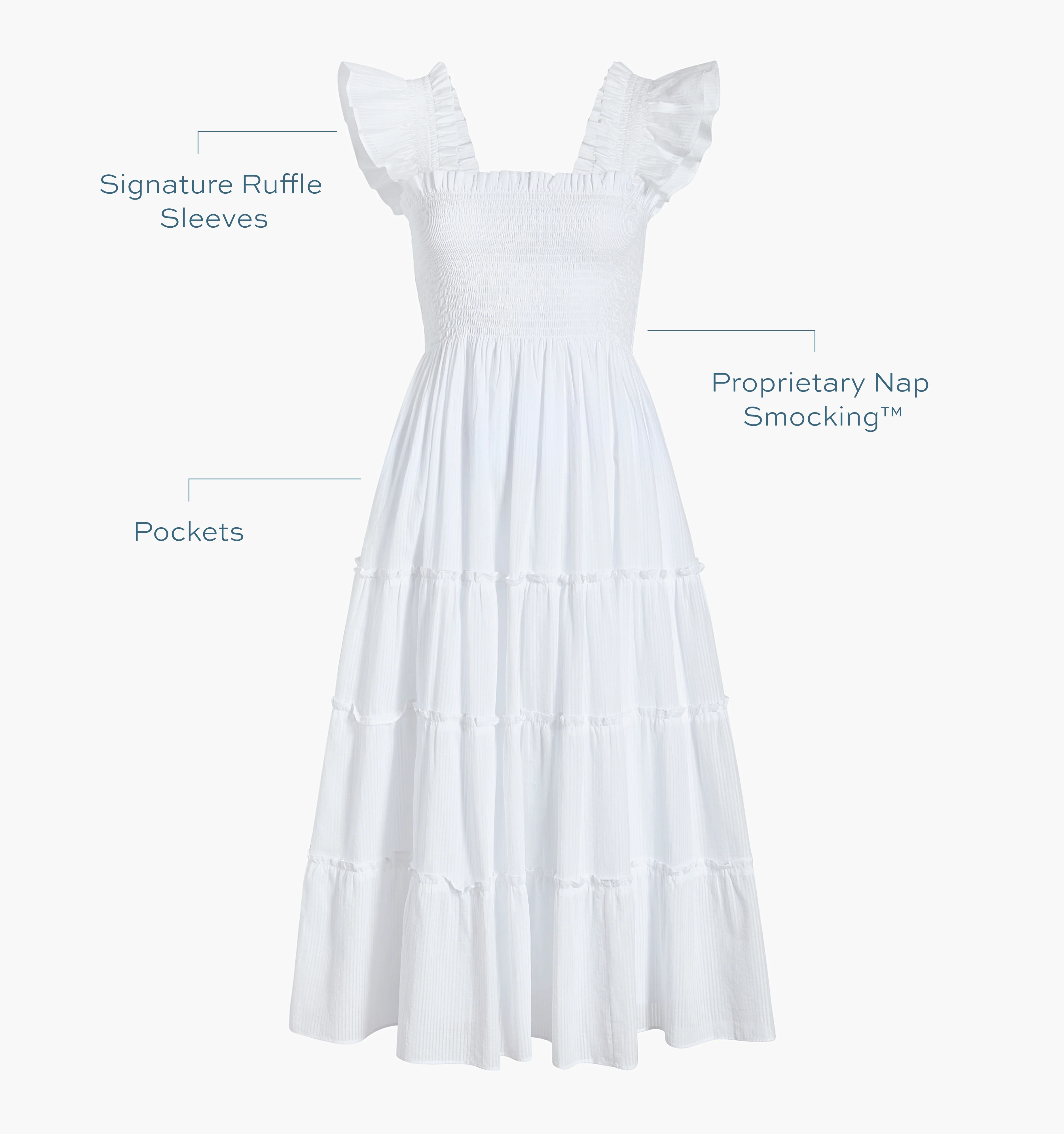 The Ellie Nap Dress - White Shadow Stripe - Image 6