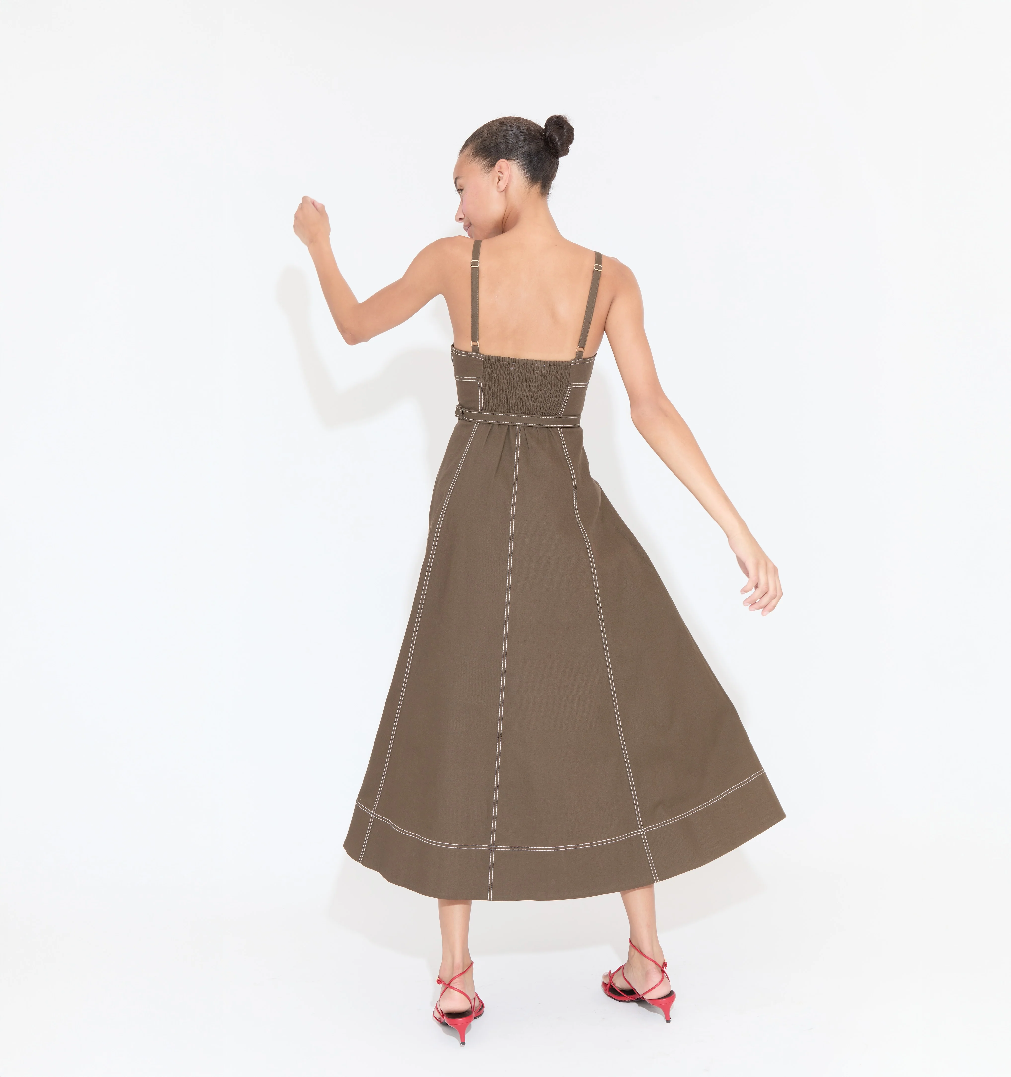 The Fiona Dress - Chocolate Twill - Image 2