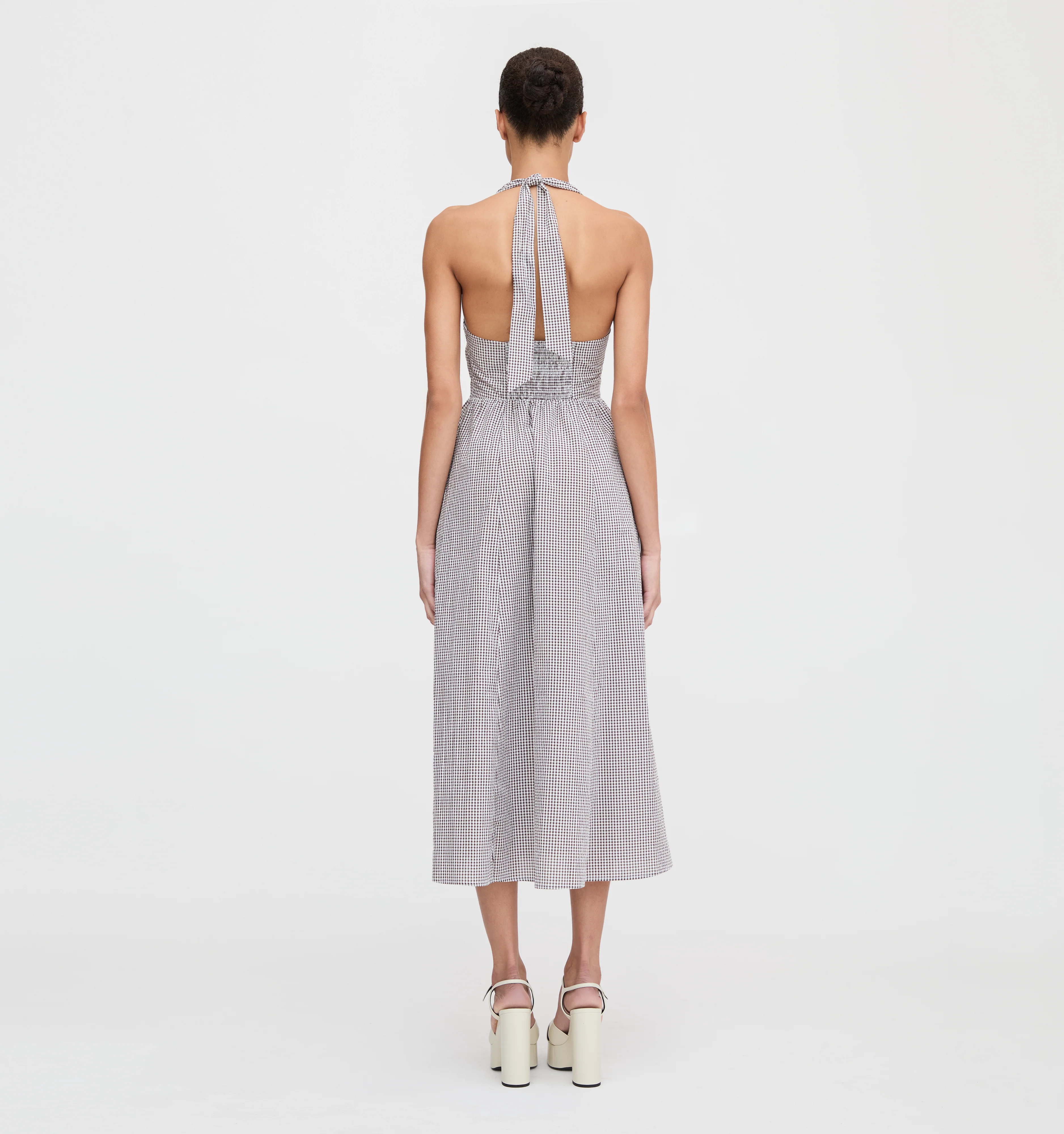 The Fleur Midi Dress - Chocolate Gingham - Image 3