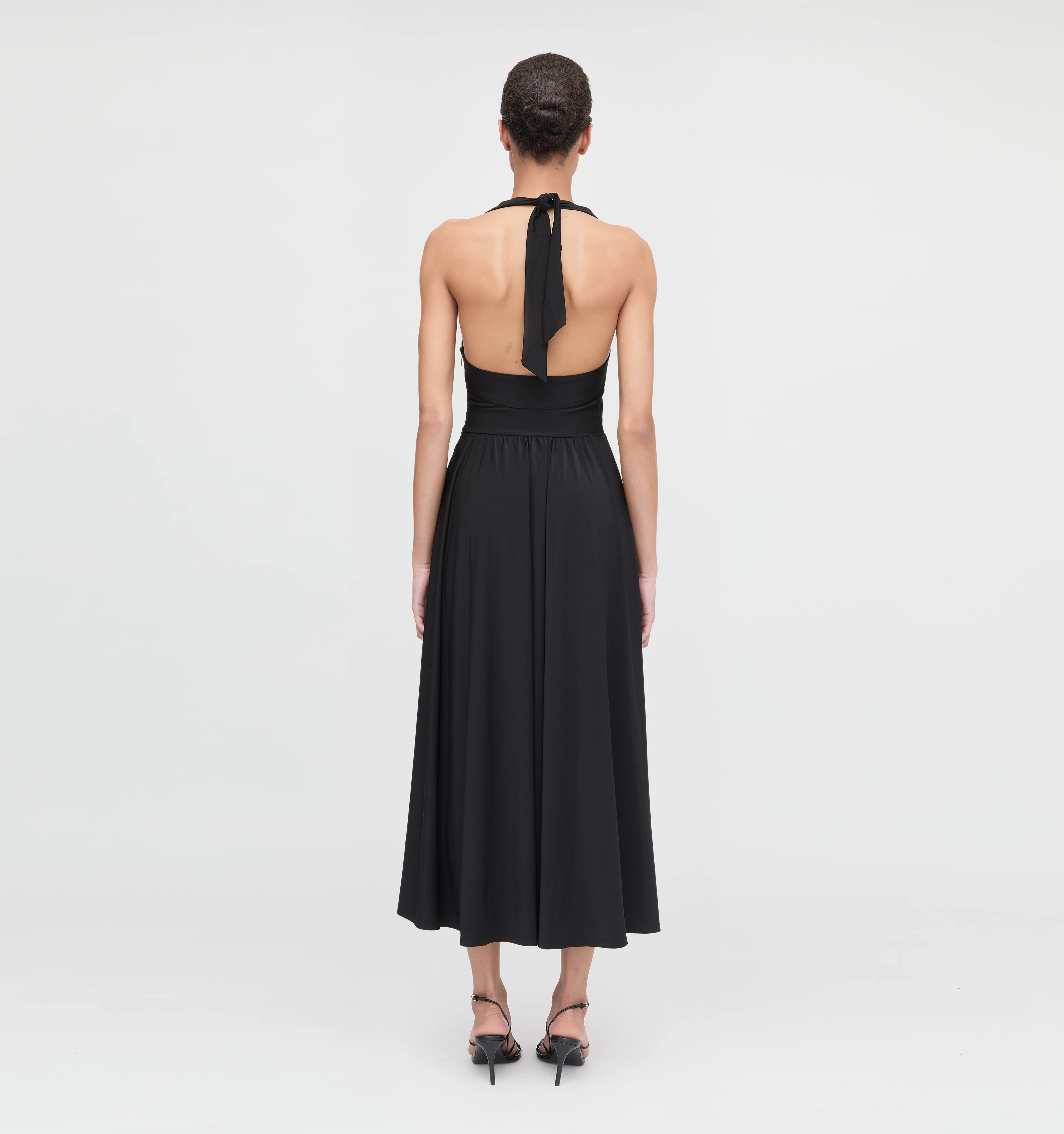 The Fleur Midi Dress - Black Jersey - Image 2