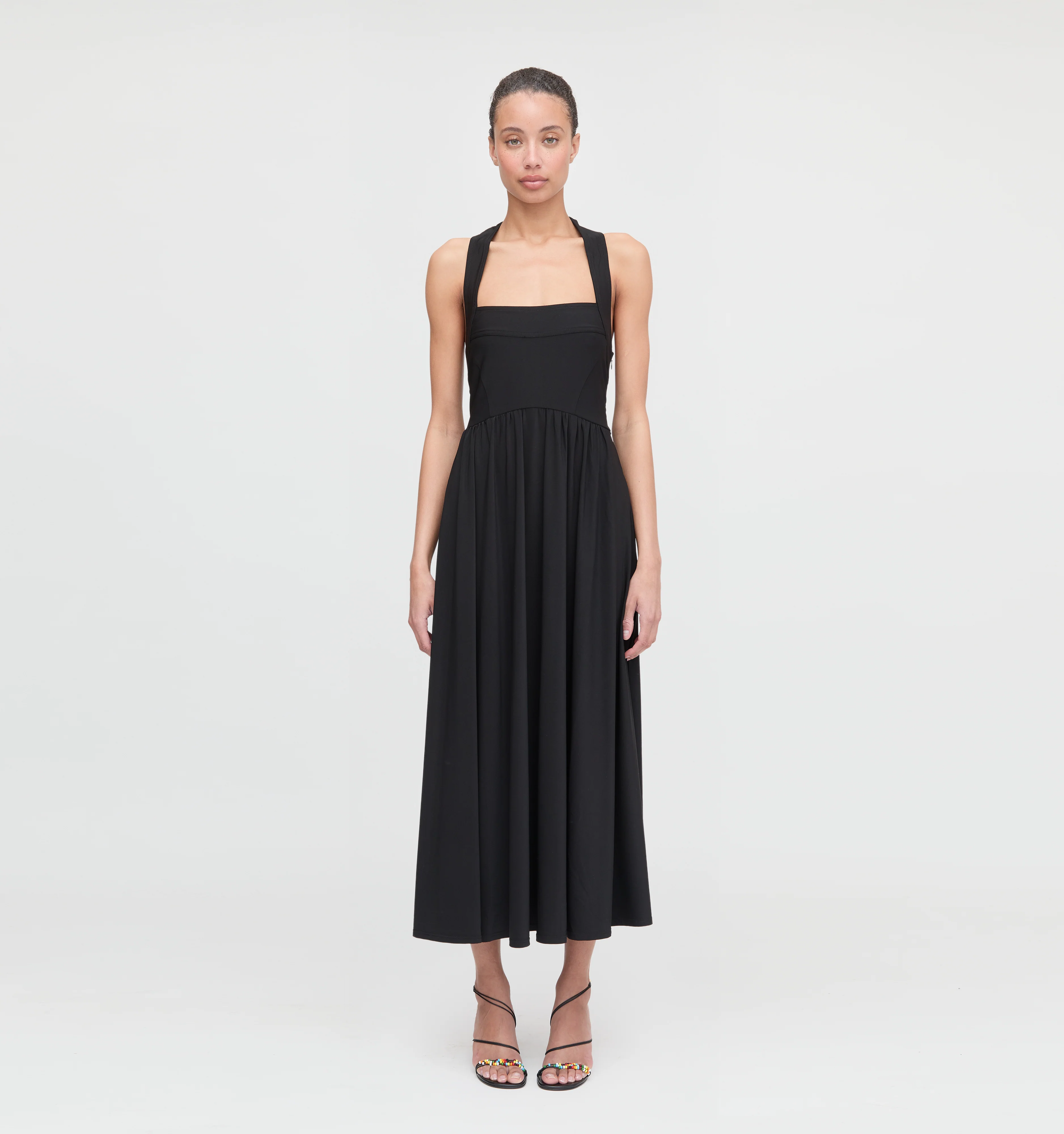 The Fleur Midi Dress - Black Jersey - Image 4