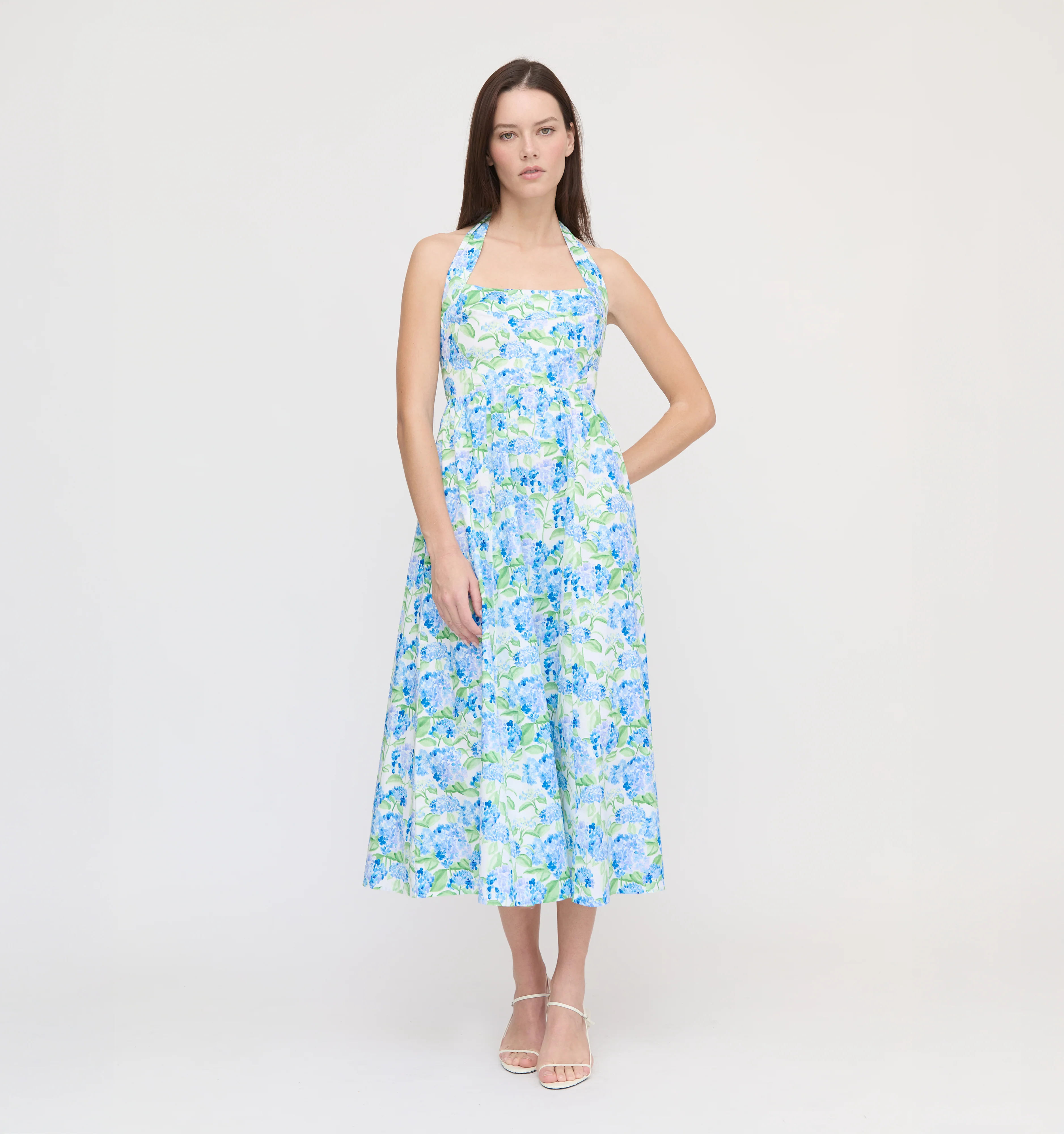 The Hill House x La Coqueta Fleur Midi Dress - Blue Watercolor Hydrangea - Image 4
