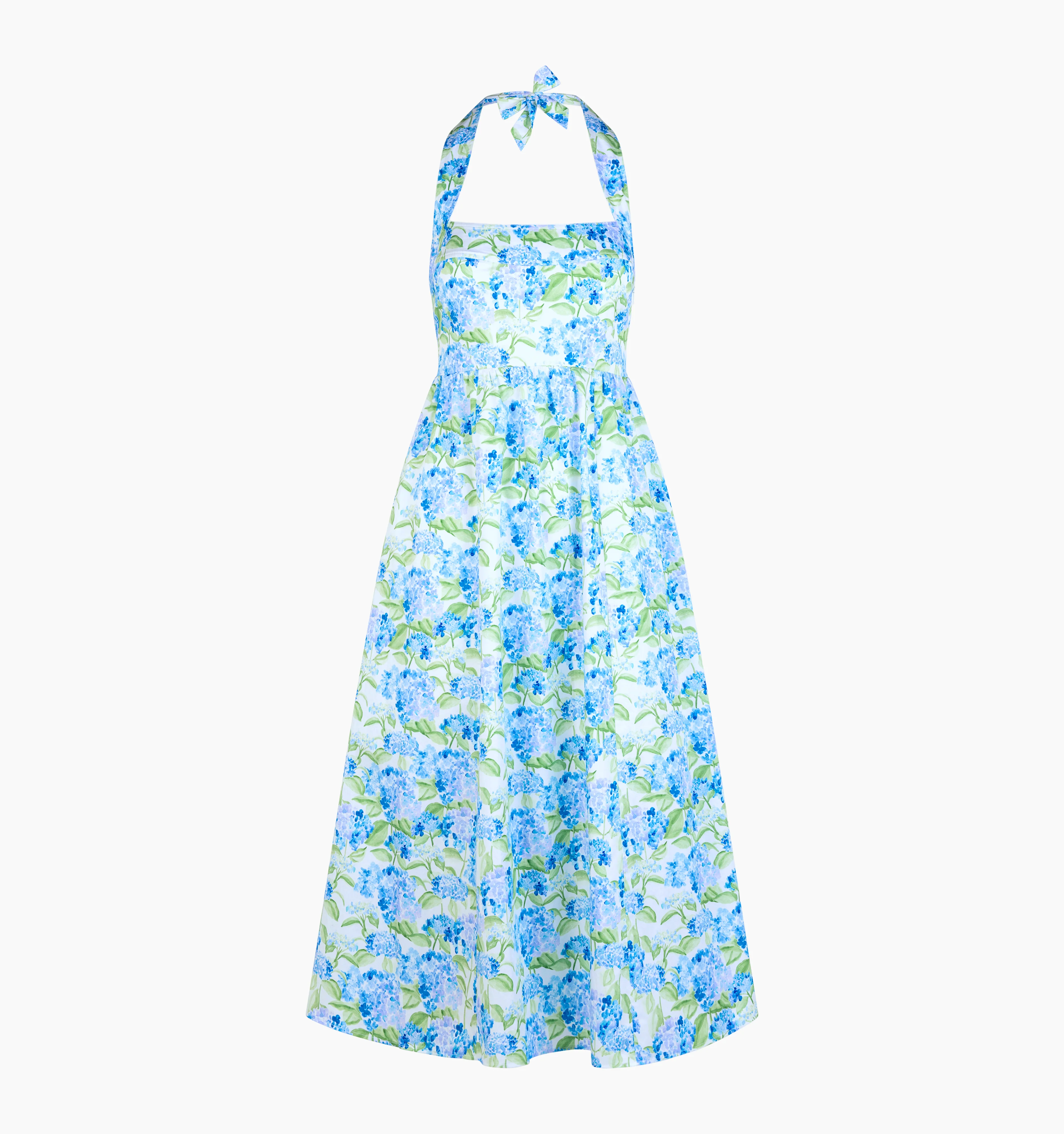 The Hill House x La Coqueta Fleur Midi Dress - Blue Watercolor Hydrangea - Image 5
