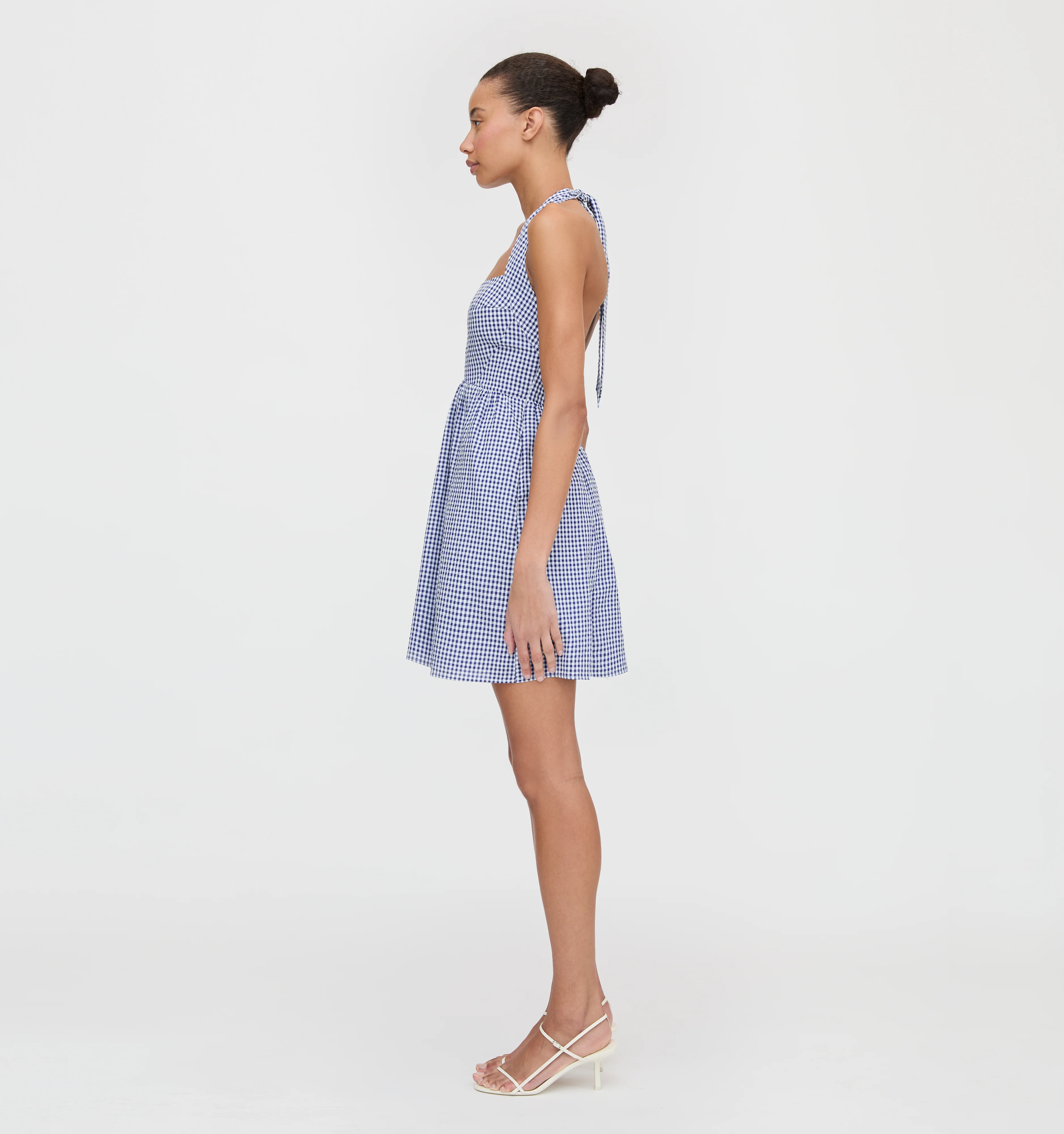 The Fleur Mini Dress - Navy Gingham - Image 2