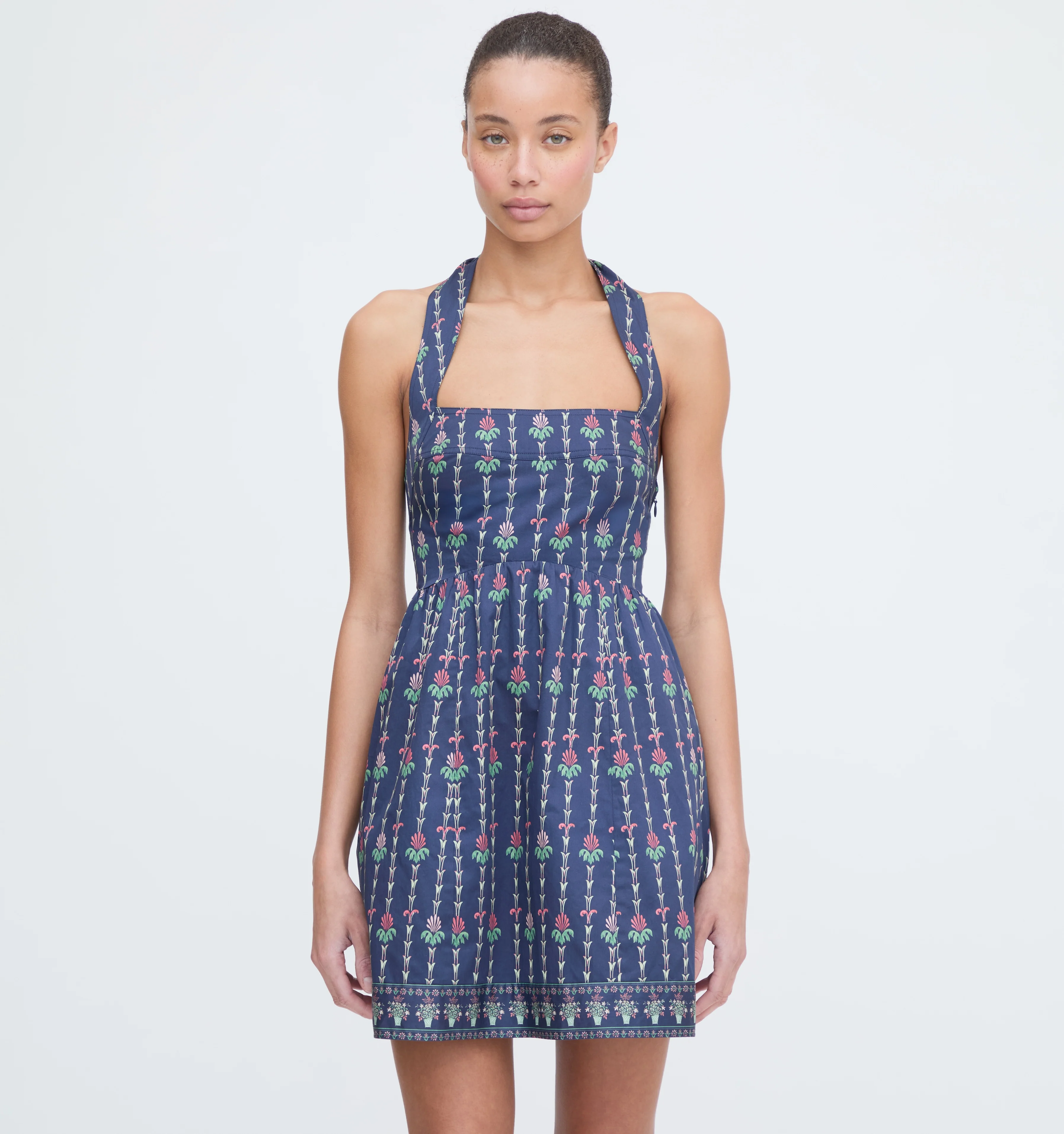 The Fleur Mini Dress - Navy Trailing Fern - Image 4