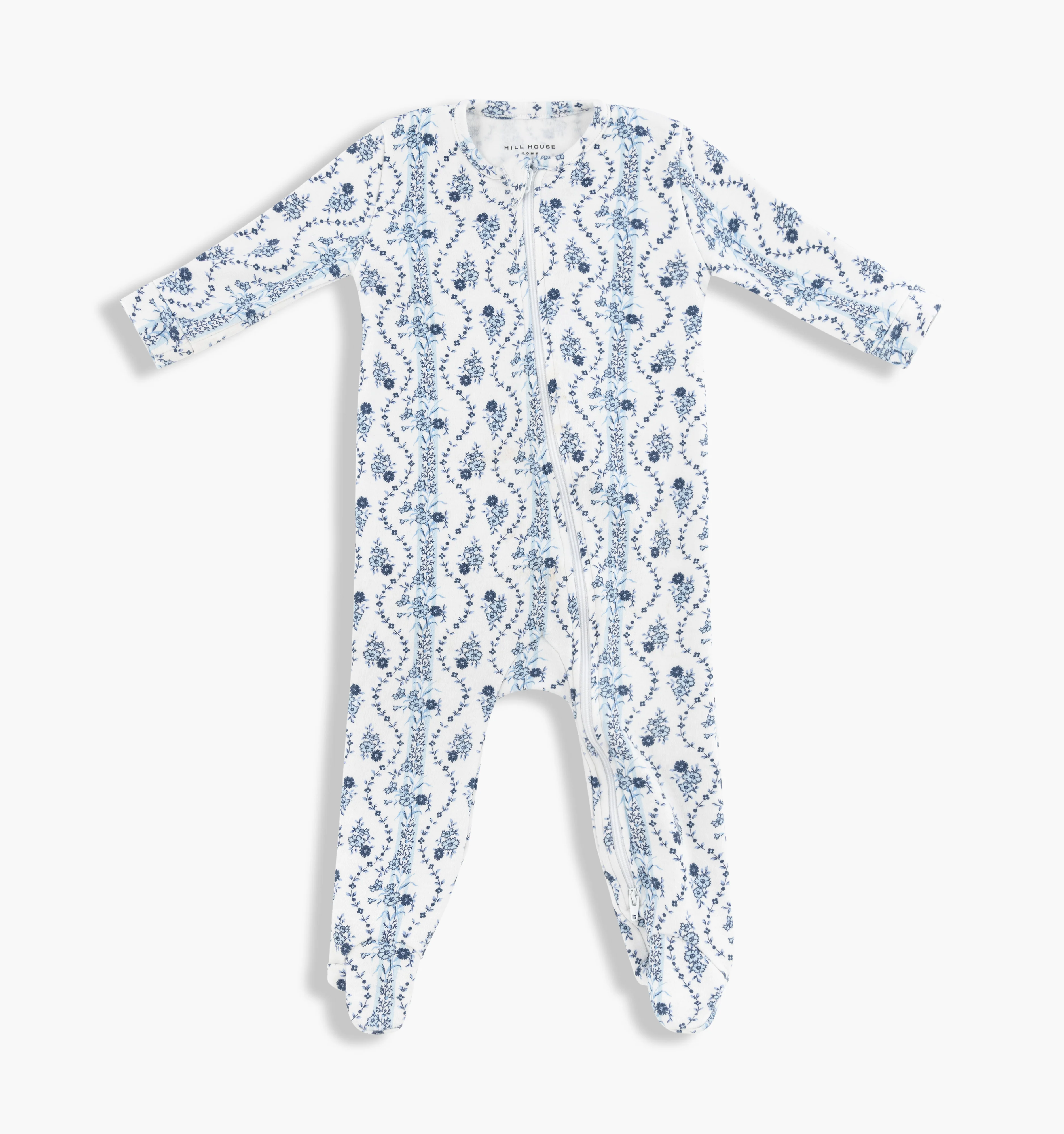 The Footie Pajama - Blue Vine Stripe - Image 5