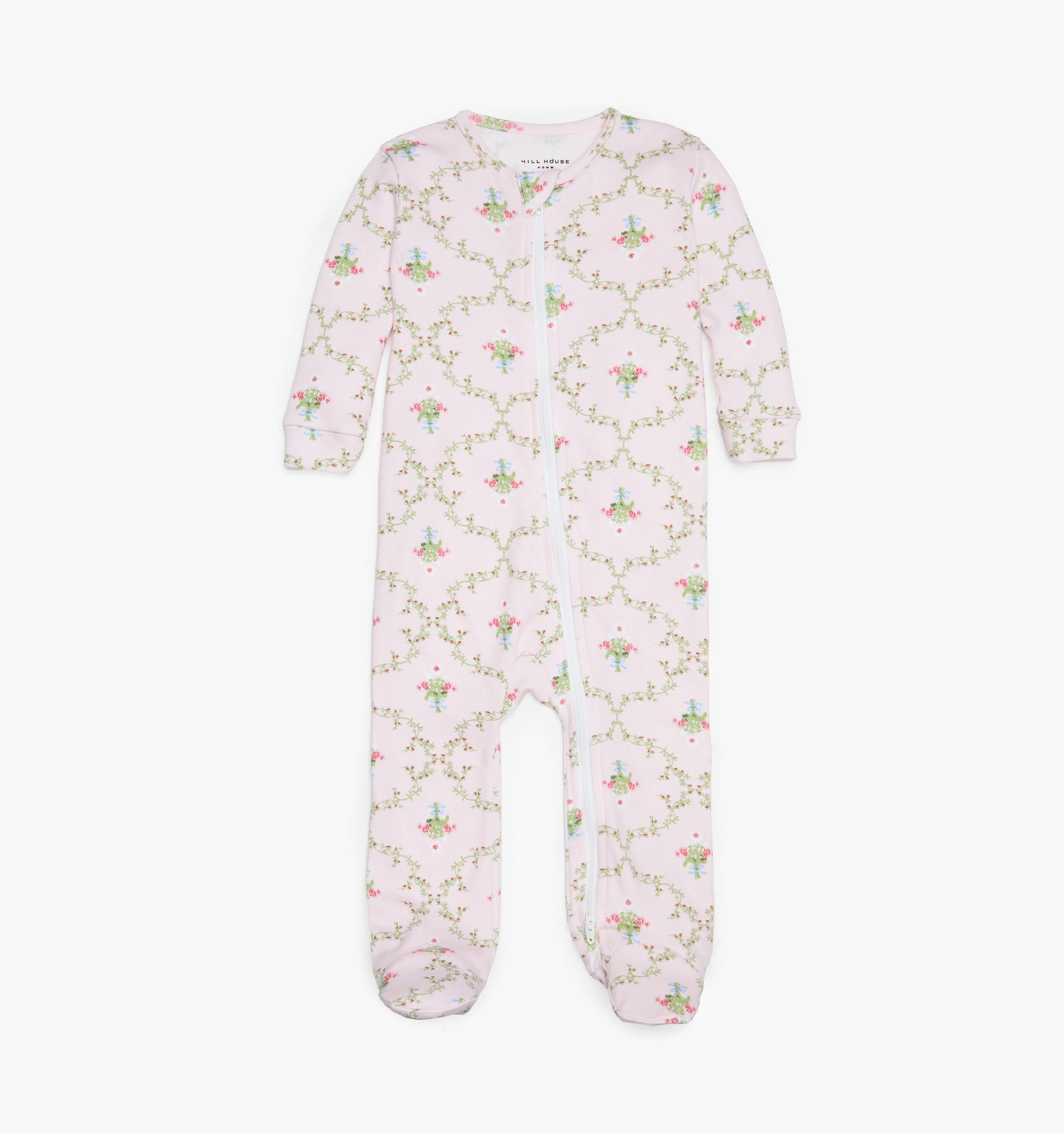 The Footie Pajama - Light Pink Trellis
