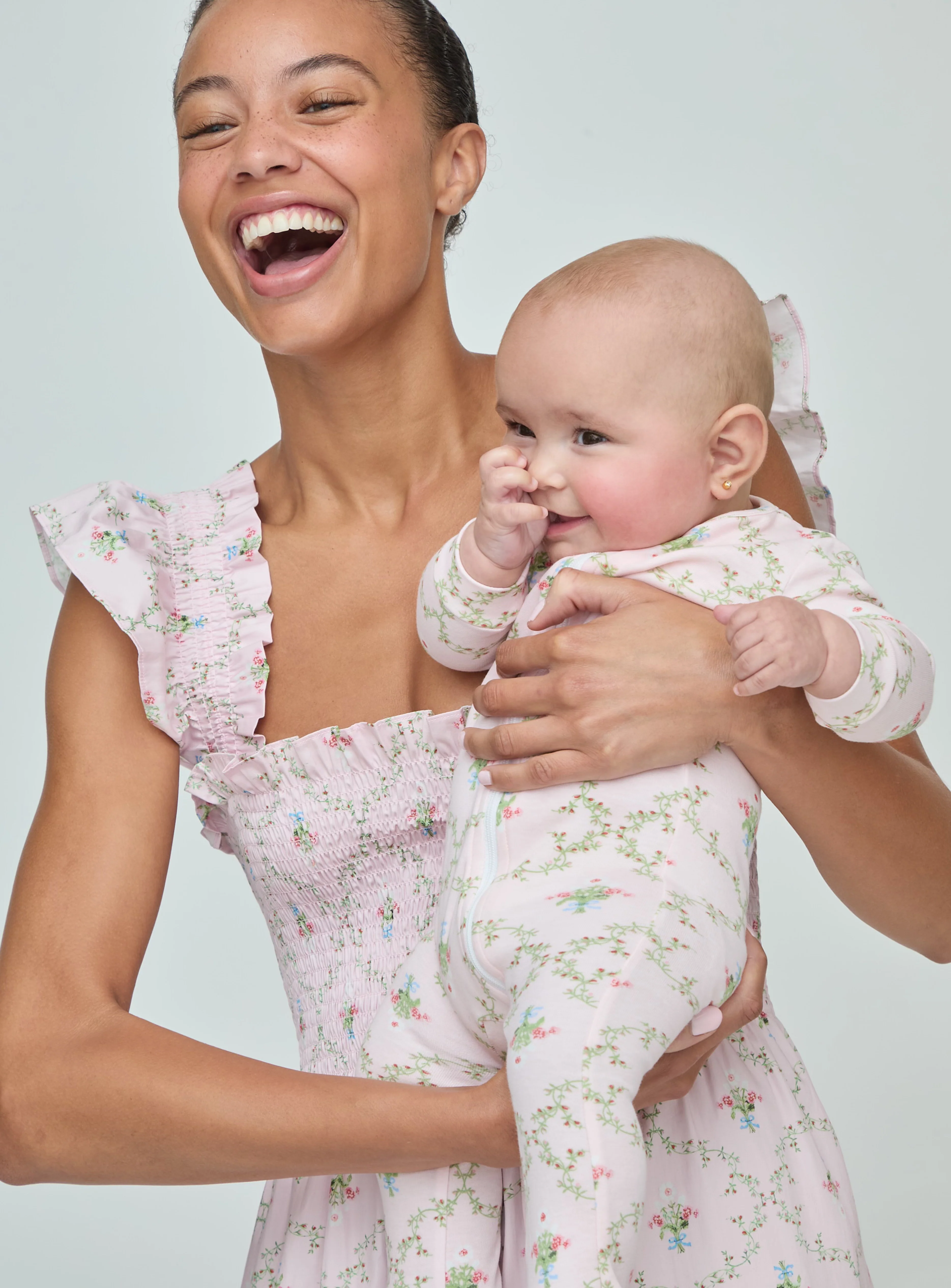The Footie Pajama - Light Pink Trellis - Image 2