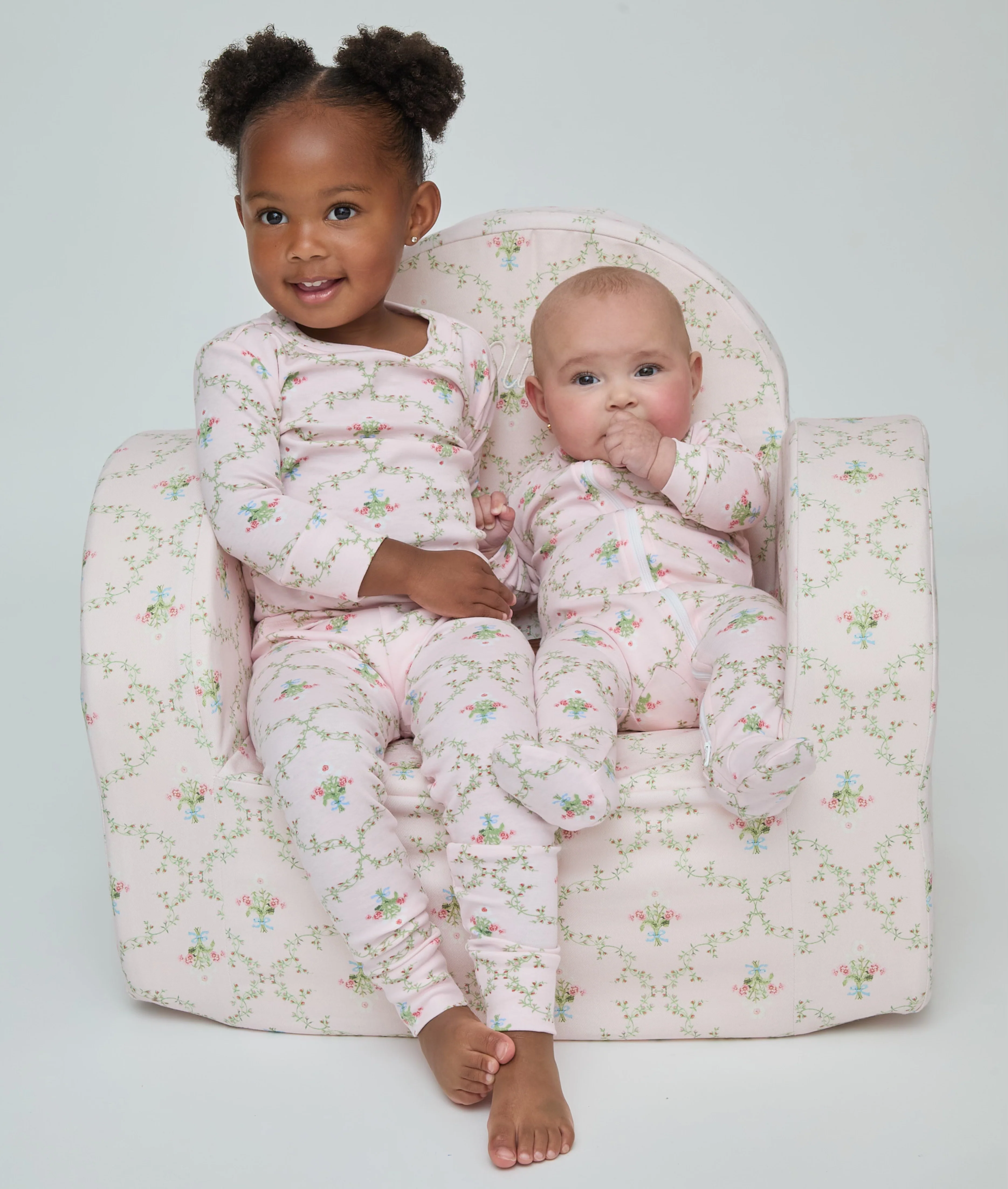 The Tiny Sully PJ Set - Light Pink Trellis - Image 3