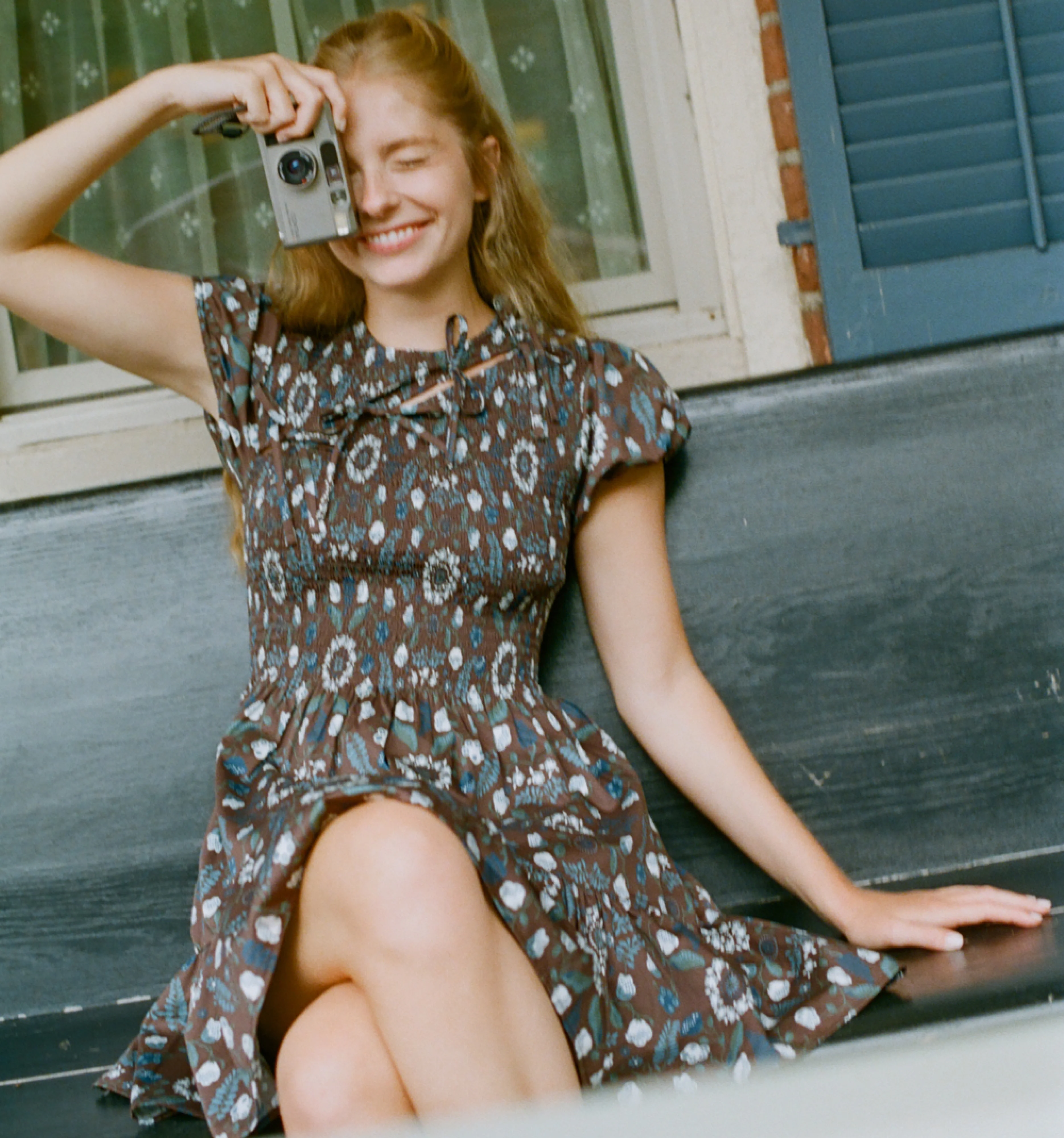 The Gia Mini Nap Dress - Chocolate Swedish Floral - Image 2