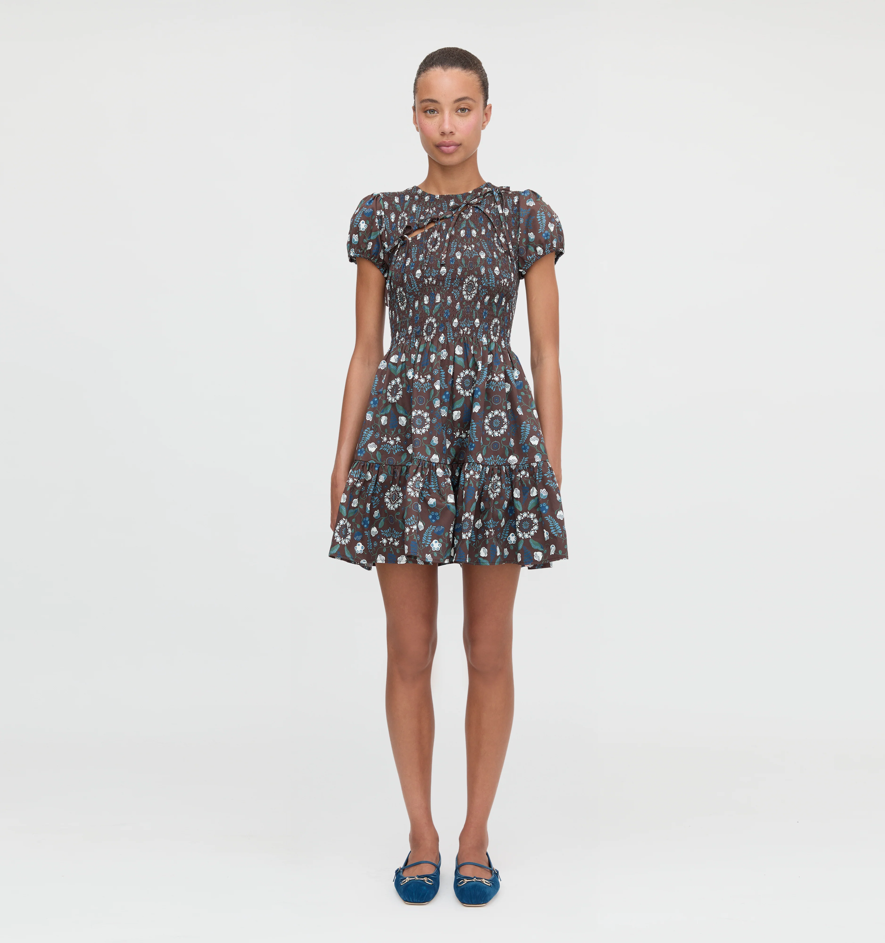 The Gia Mini Nap Dress - Chocolate Swedish Floral - Image 3