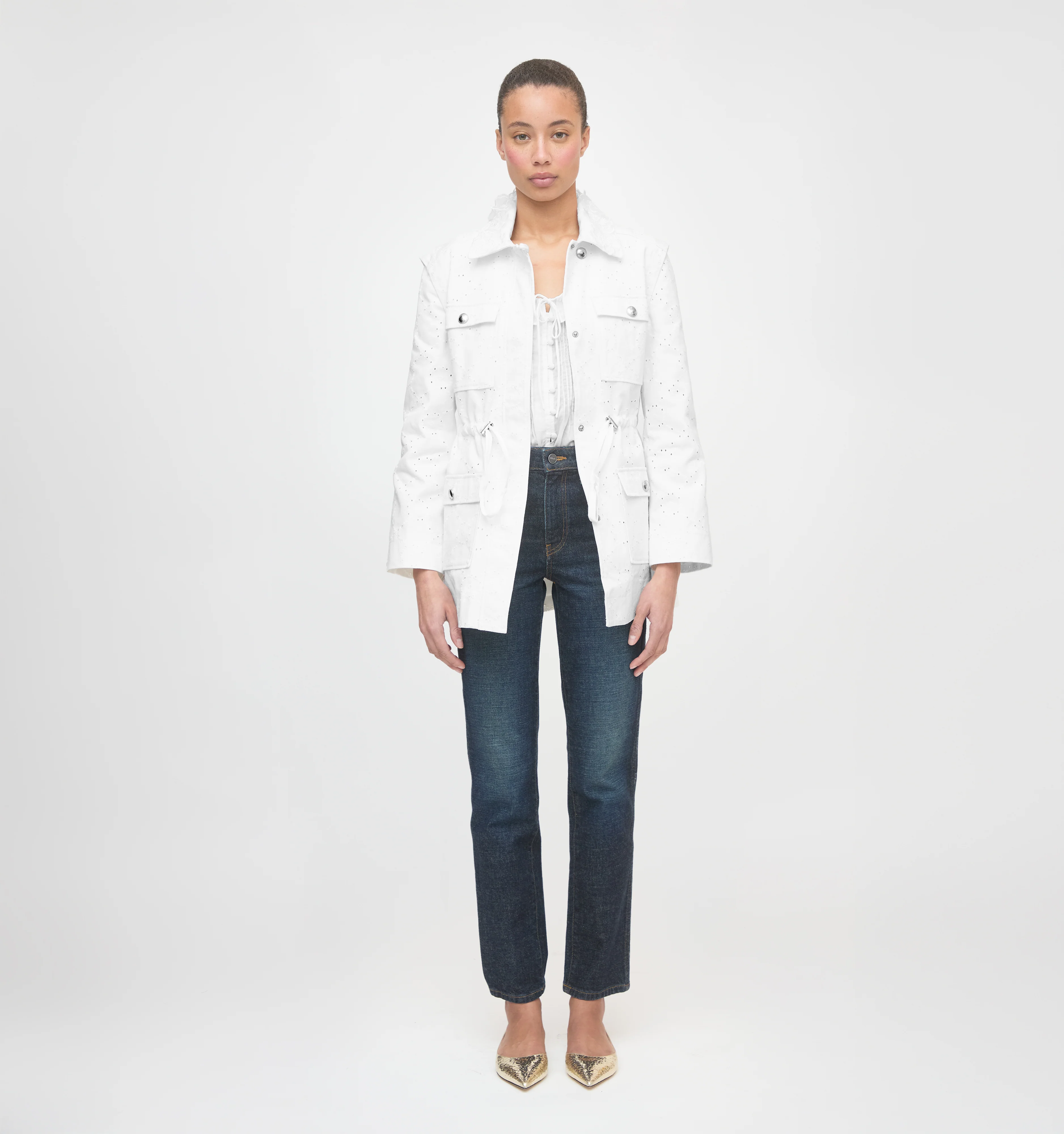 The Gillian Jacket - Ivory Eyelet - Image 3