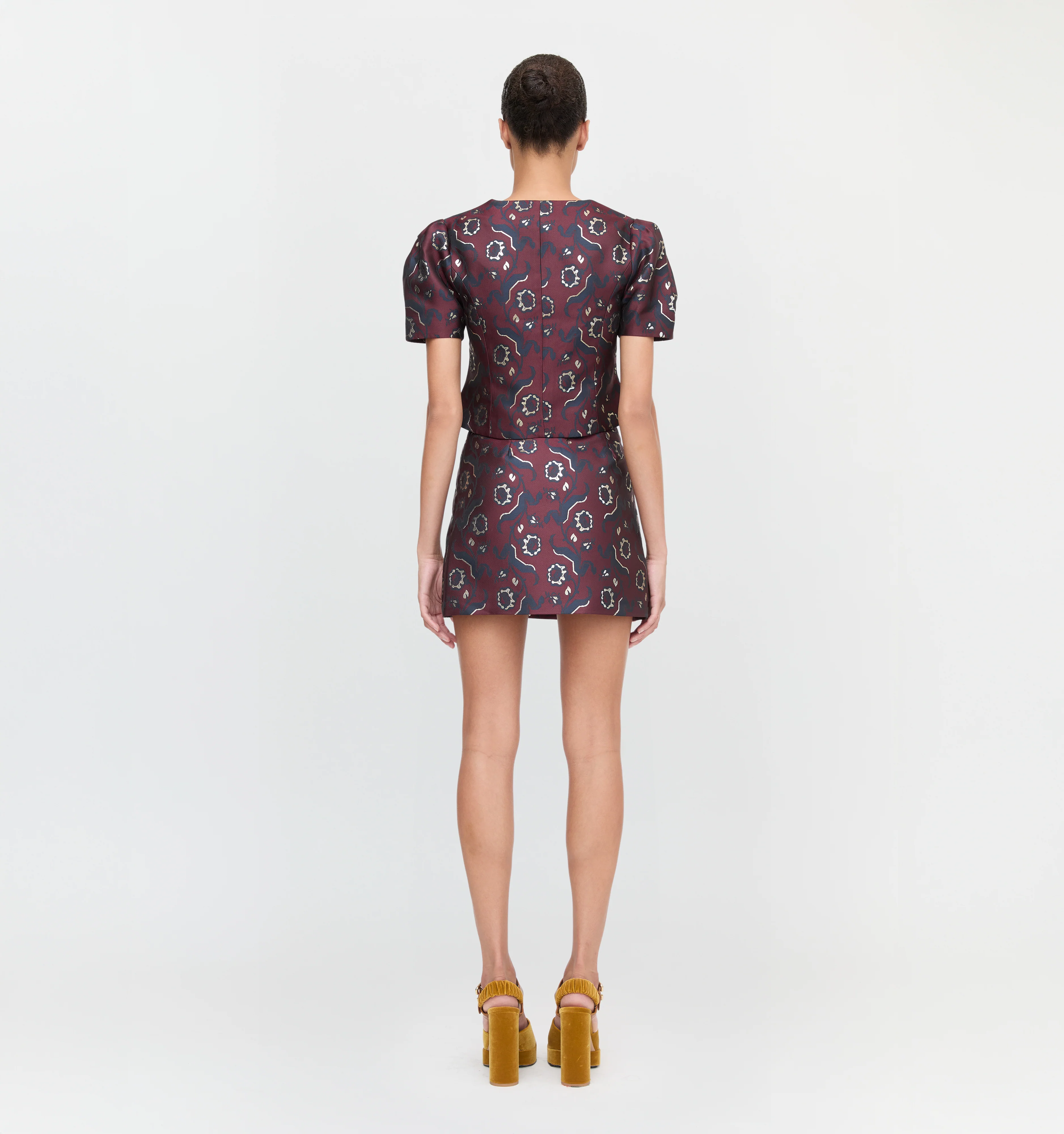 The Hallie Skirt - Burgundy Baroque Jacquard - Image 4
