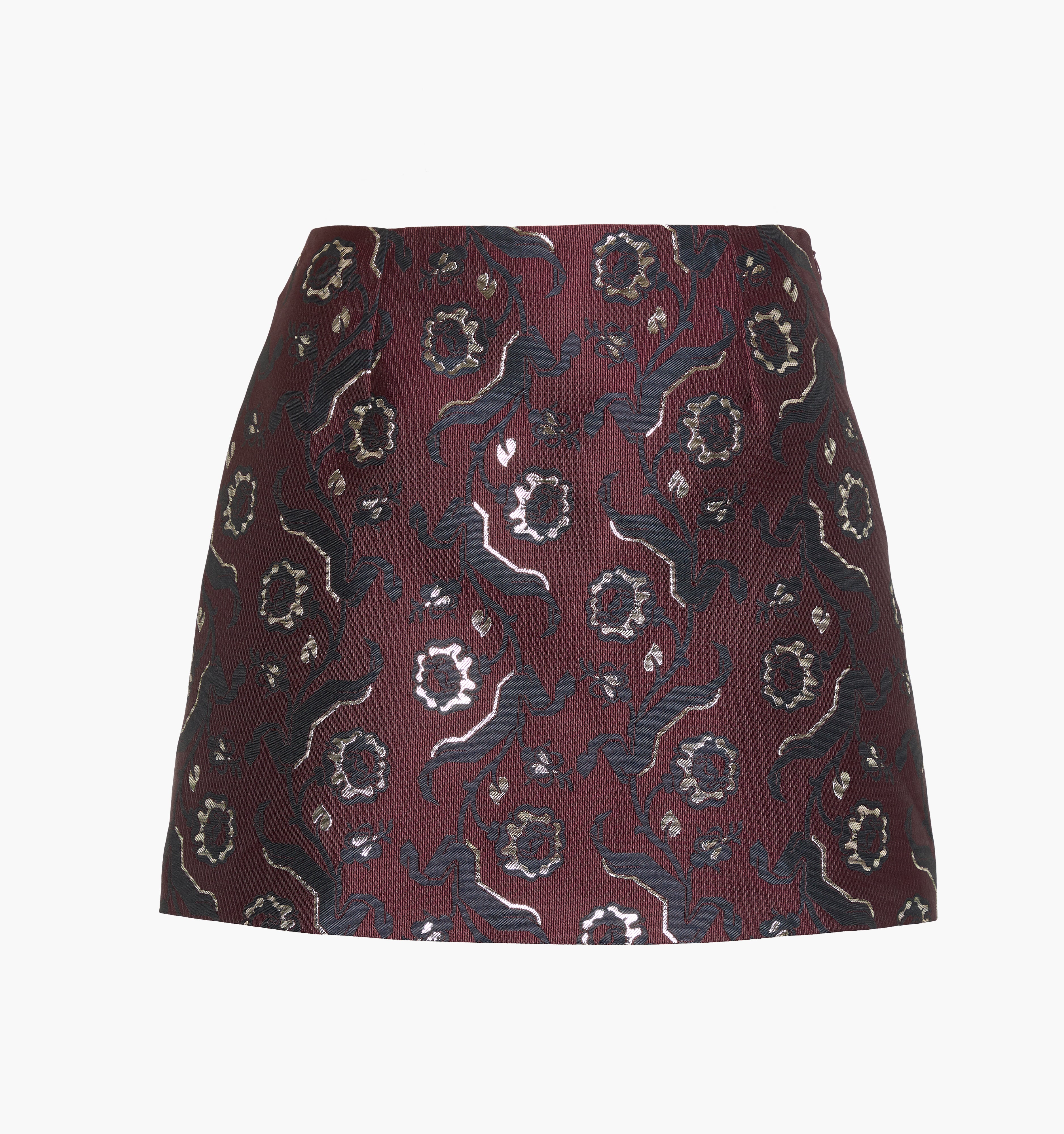 The Hallie Skirt - Burgundy Baroque Jacquard - Image 5