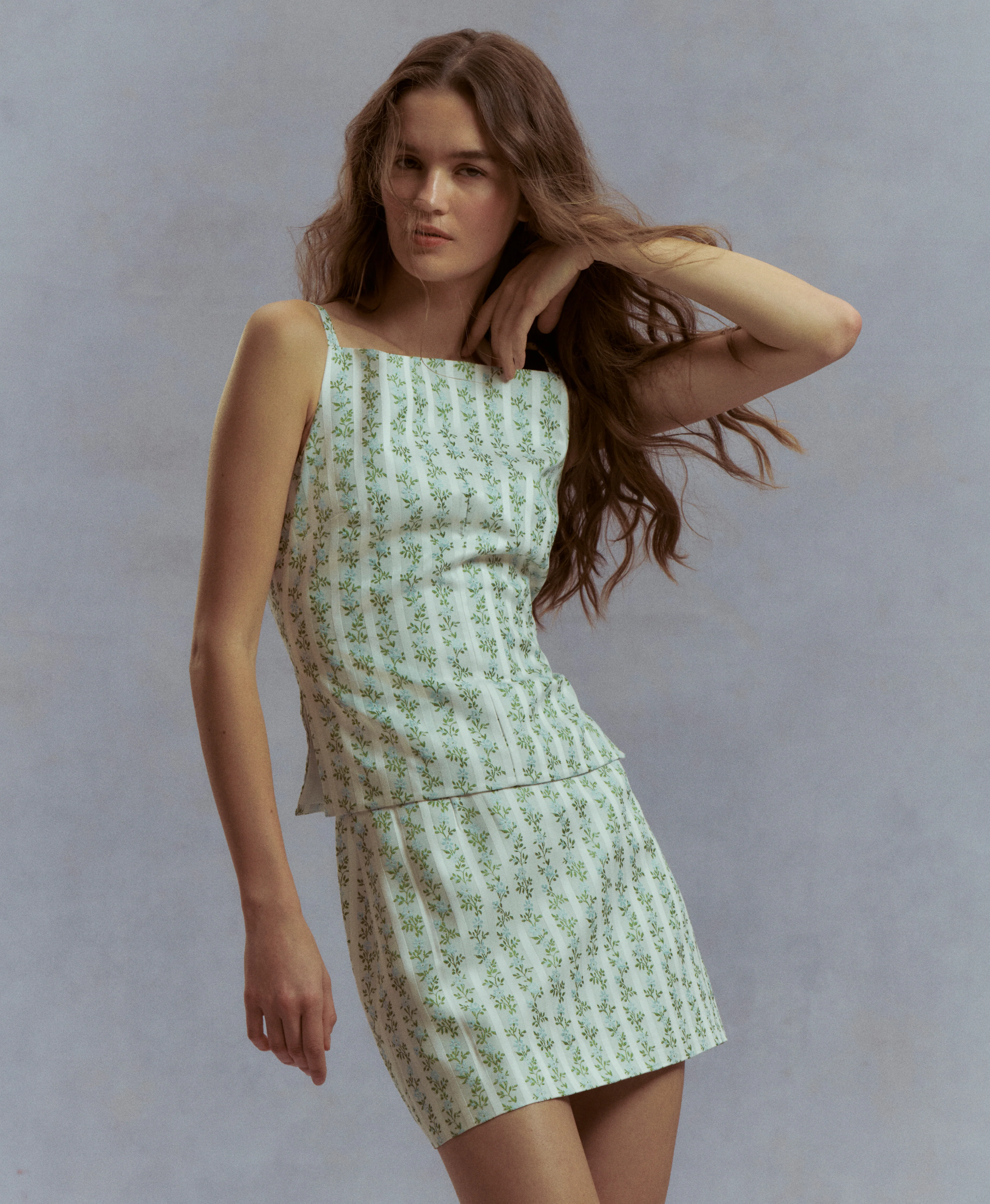 The Racquel Top - Brocade Vine Stripe - Image 8