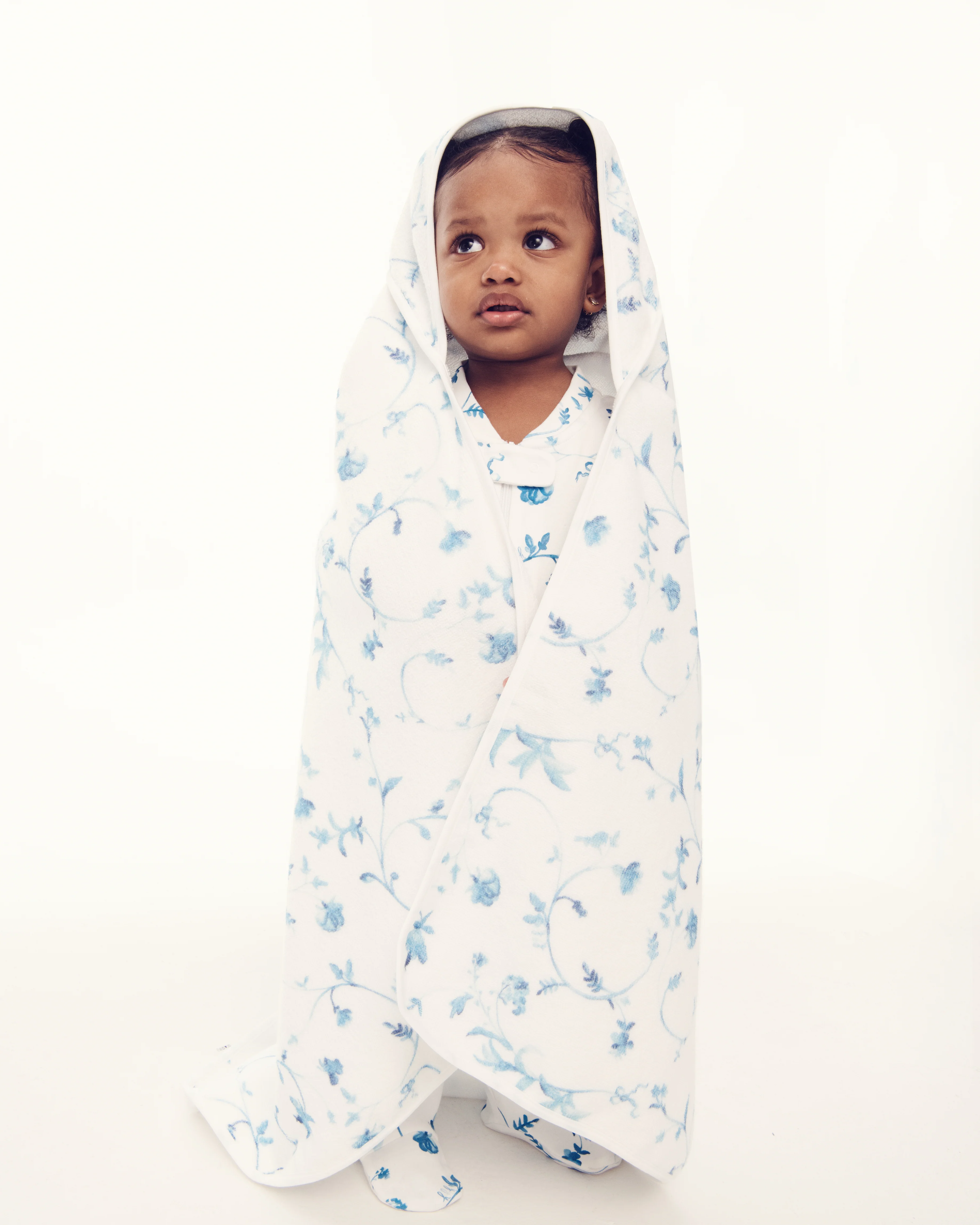 The Hooded Towel - Blue Botanical